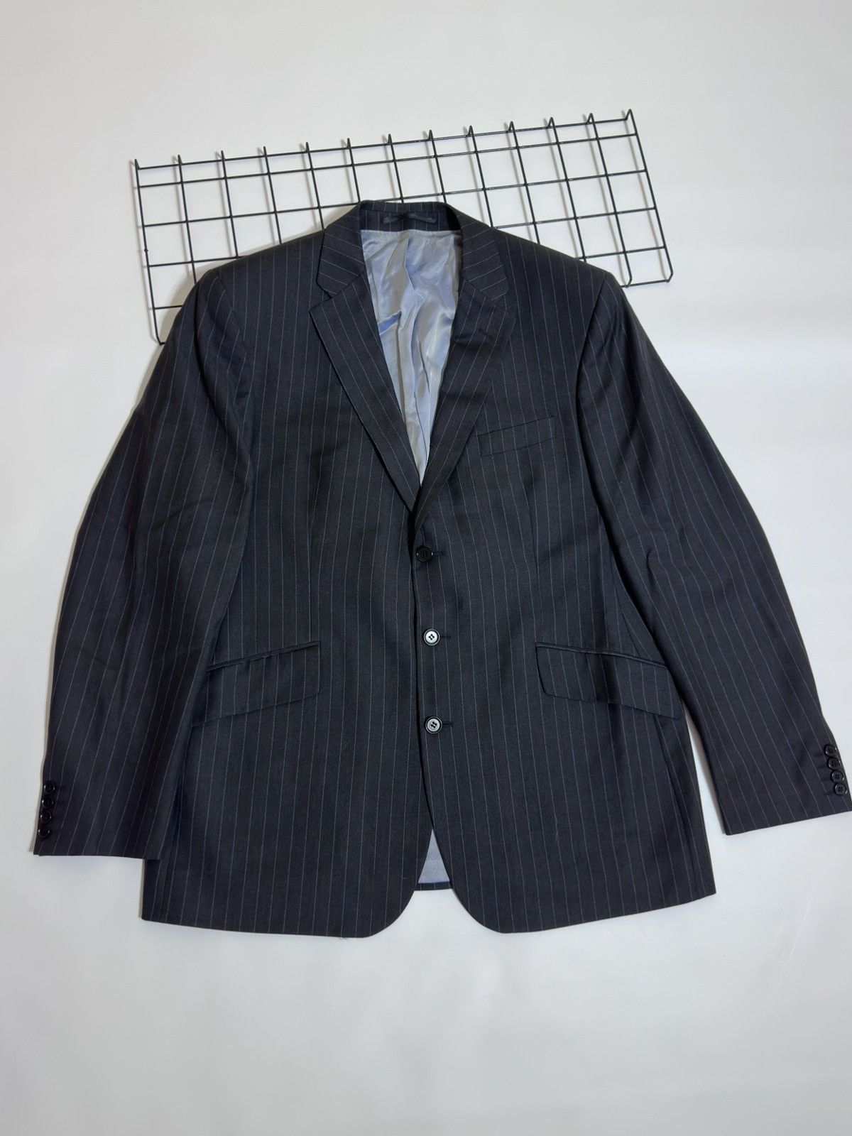 Mulberry Mulberry London Pinstripe Wool & Cashmere Suit Charcoal Size 44R - 2 Thumbnail