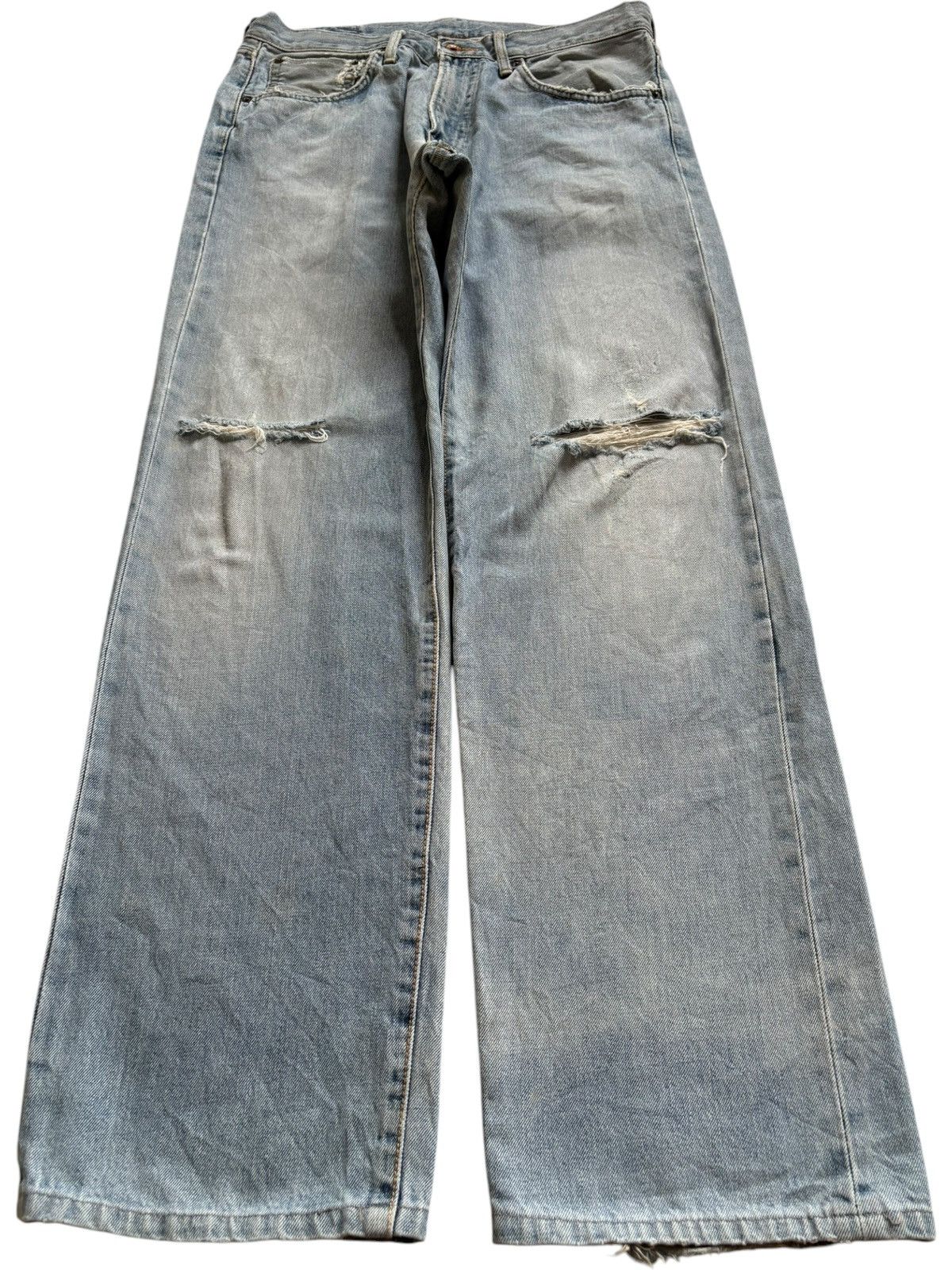 Edwin × Japanese Brand Vintage Edwin 505 X Selvedge Faded Wash Rip Baggy Jeans Size US 32 / EU 48 - 2 Thumbnail