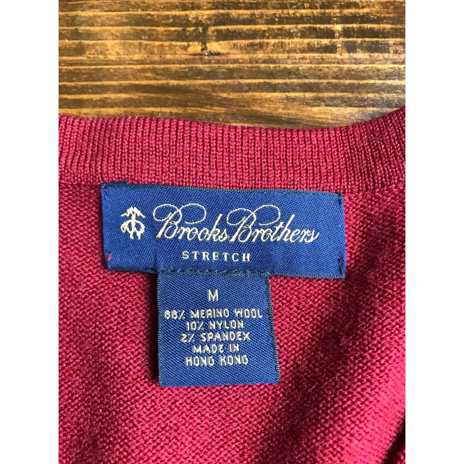 Brooks Brothers Brooks Brothers Sweater, Men's Size M, Red, V-neck, Wool Blend, Pullover, Regular Fit, Long Sleeve, Solid, Casual, Men Size US M / EU 48-50 / 2 - 5 Thumbnail
