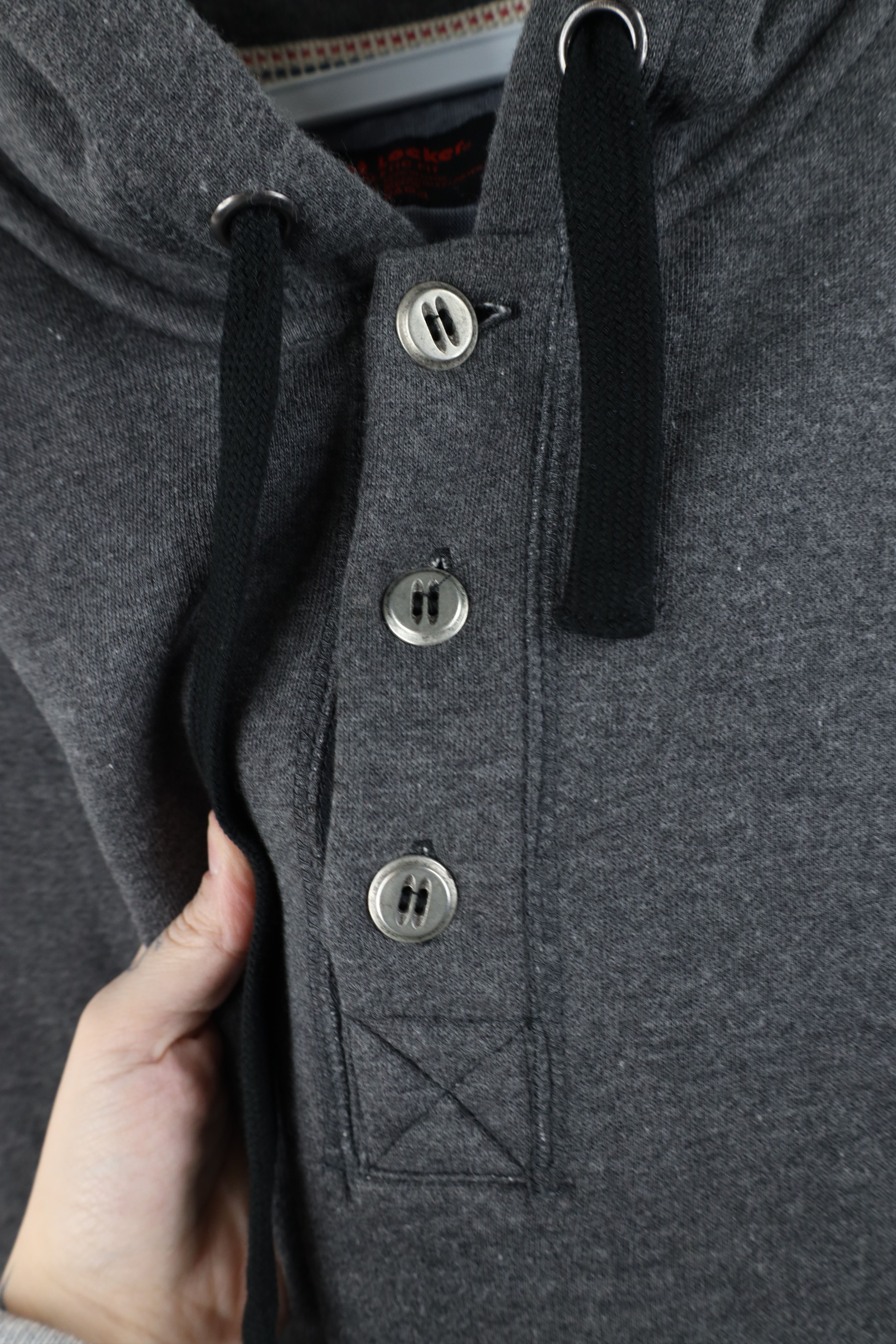Vintage Vintage 90s Y2K Streetwear Henley Hoodie Sweatshirt Gray Size US XXL / EU 58 / 5 - 4 Thumbnail