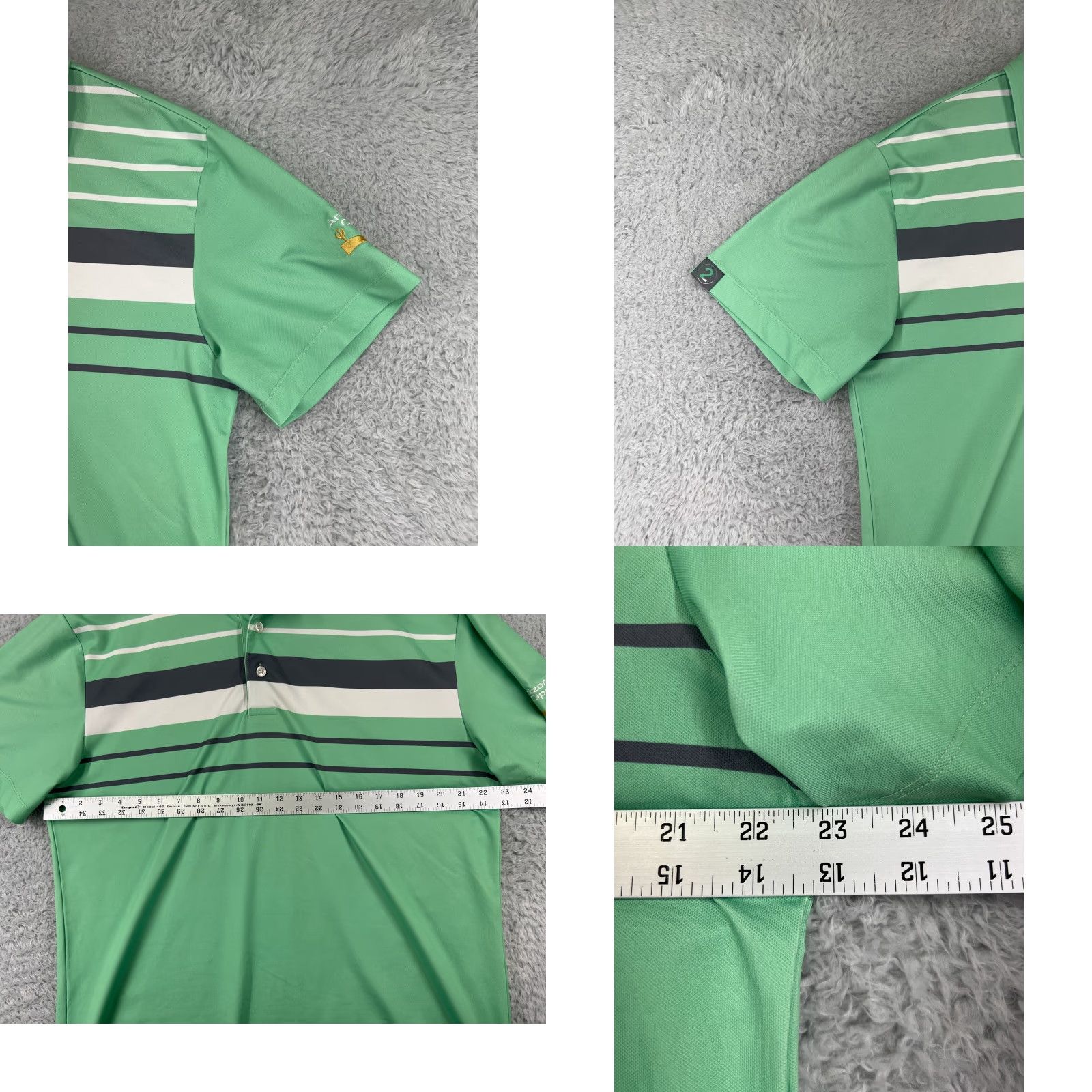 Vintage 2nd Guy Golf Polo Shirt Mens L Green White Striped Polo Adult Regular 100% Polyester Golf Theme) Size US L / EU 52-54 / 3 - 8 Thumbnail