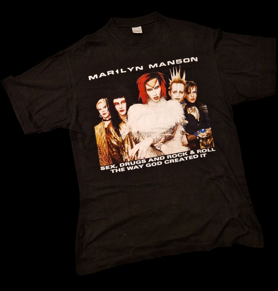 image of Vintage 90's Marilyn Manson 'rock Is Dead' Tour T-Shirt in Black, Men's (Size XL)