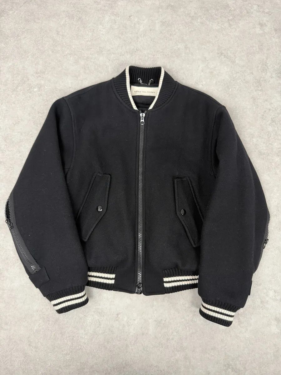Dries Van Noten Dries Van Noten Black Wool Backzip Bomber Jacket Size US M / EU 48-50 / 2 - 2 Thumbnail
