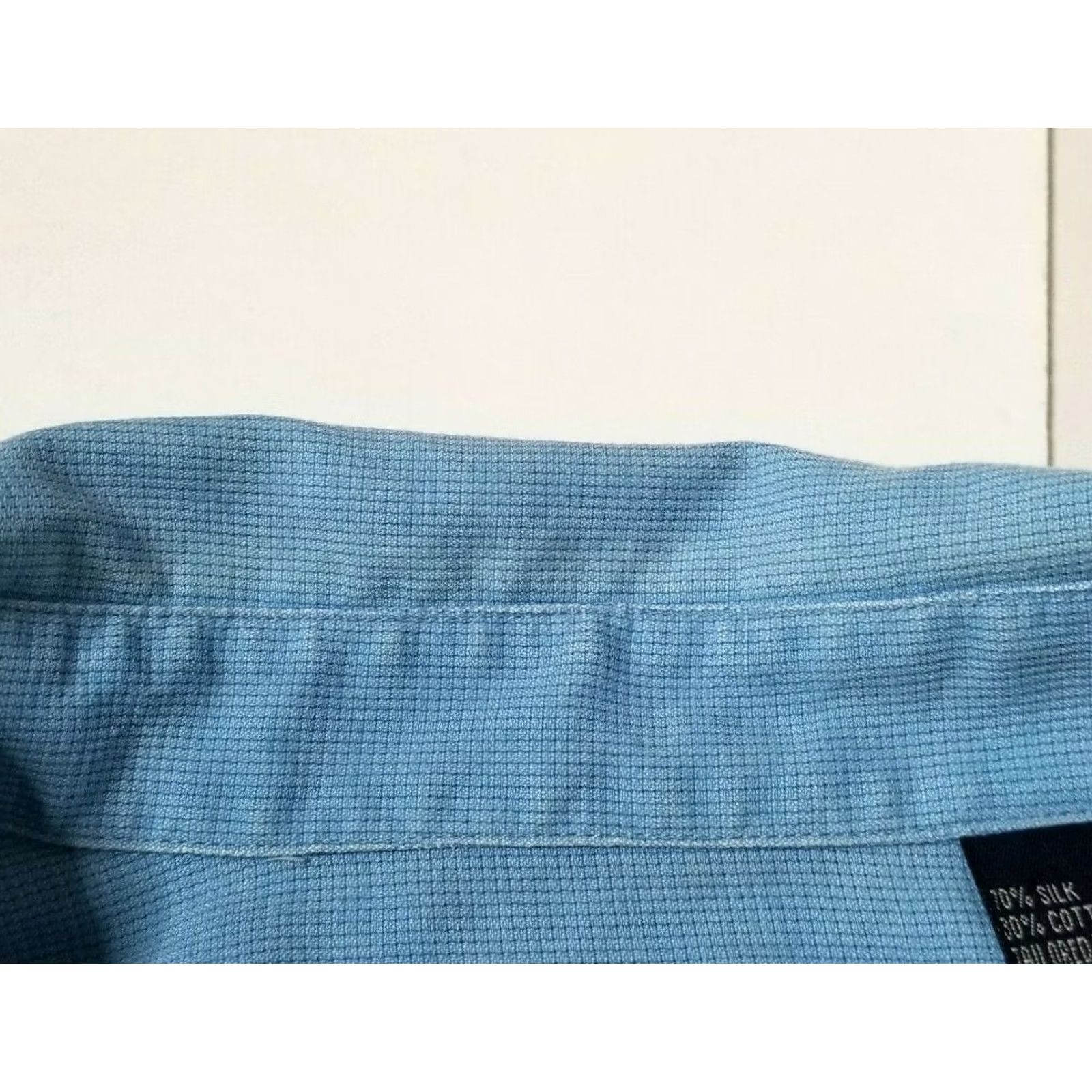 Nat Nast Nat Nast Mens L Silk Cotton Blend Button Front Shirt Blue Breathable Flaws Size US L / EU 52-54 / 3 - 5 Thumbnail