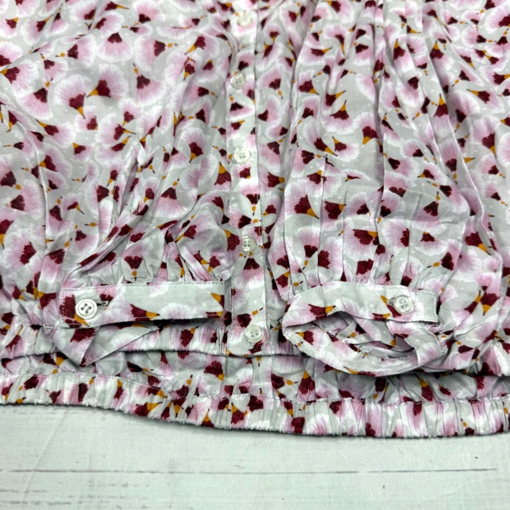 H&M Anna Glover X H&M Blouse Womens Long Sleeve Button Front Sz 6 Gray/Pink Lyocell Size M / US 6-8 / IT 42-44 - 6 Thumbnail
