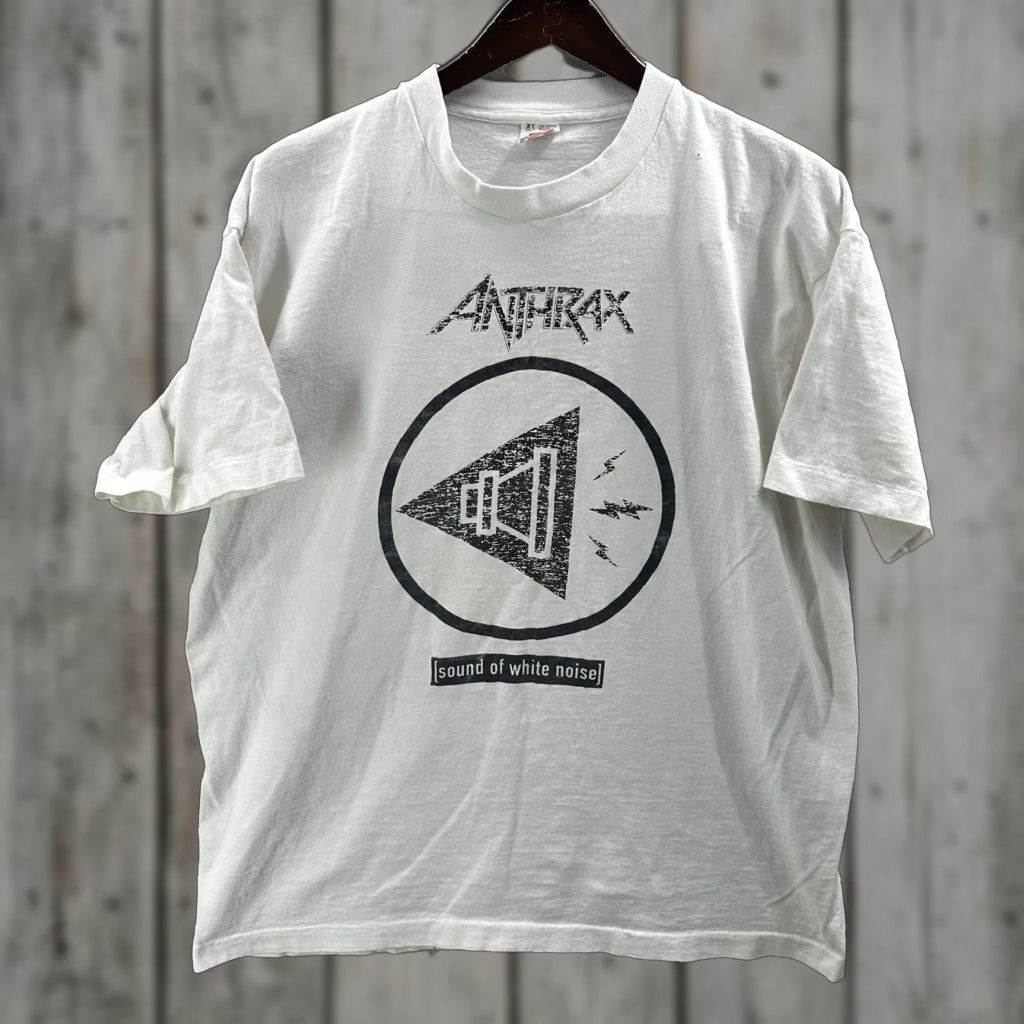 VINTAGE Anthrax T Shirt XL White 90s Sound Of White Noise Concert Double Sided Mens XS?