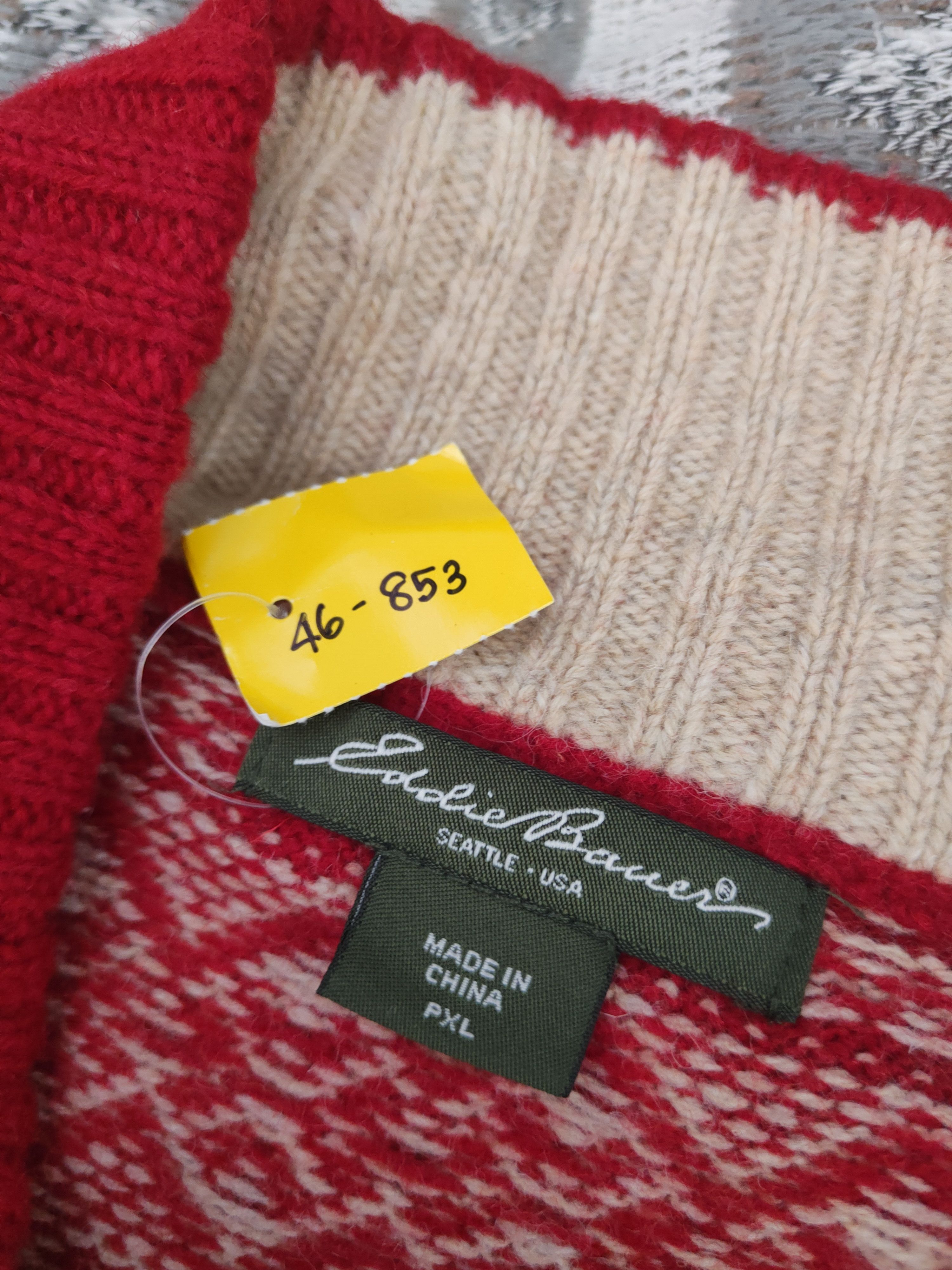 Eddie Bauer DL Eddie Bauer Red Beige Knitwear Sweater #46-853 Size US L / EU 52-54 / 3 - 11 Thumbnail