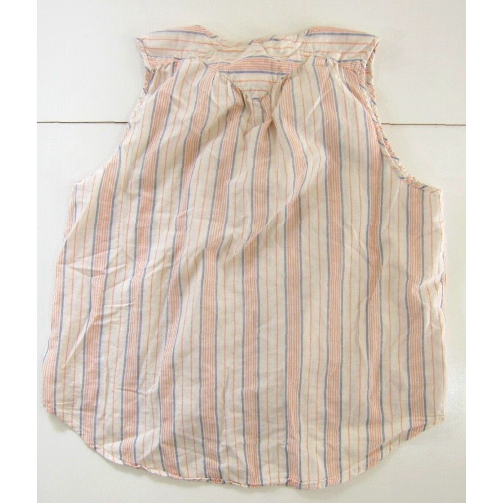 Lucky Brand Lucky Brand Sleeveless Blouse 100% Cotton Pink Blue Stripe Tunic L Women Shirt Size L / US 10 / IT 46 - 2 Thumbnail