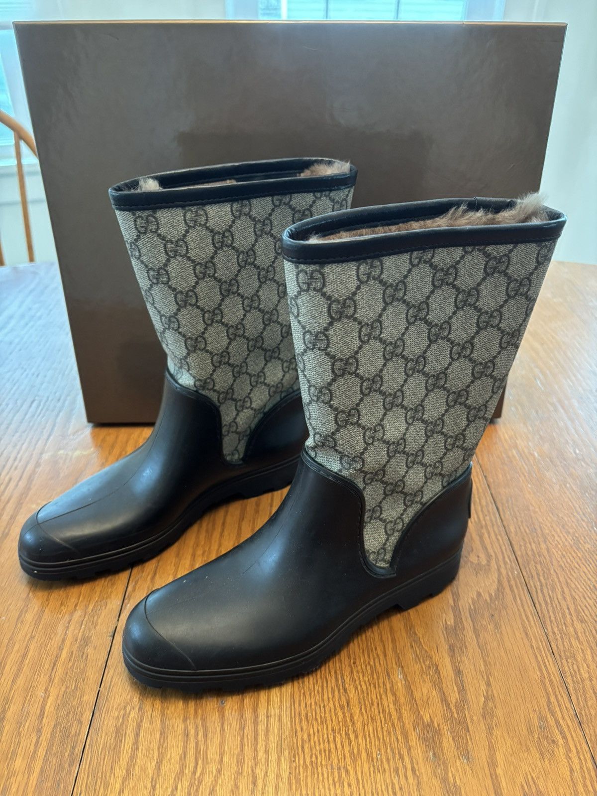 Gucci Gucci GG Plus Coated Canvas/Rubber Rain Boots Size US 6 / IT 36 - 2 Thumbnail