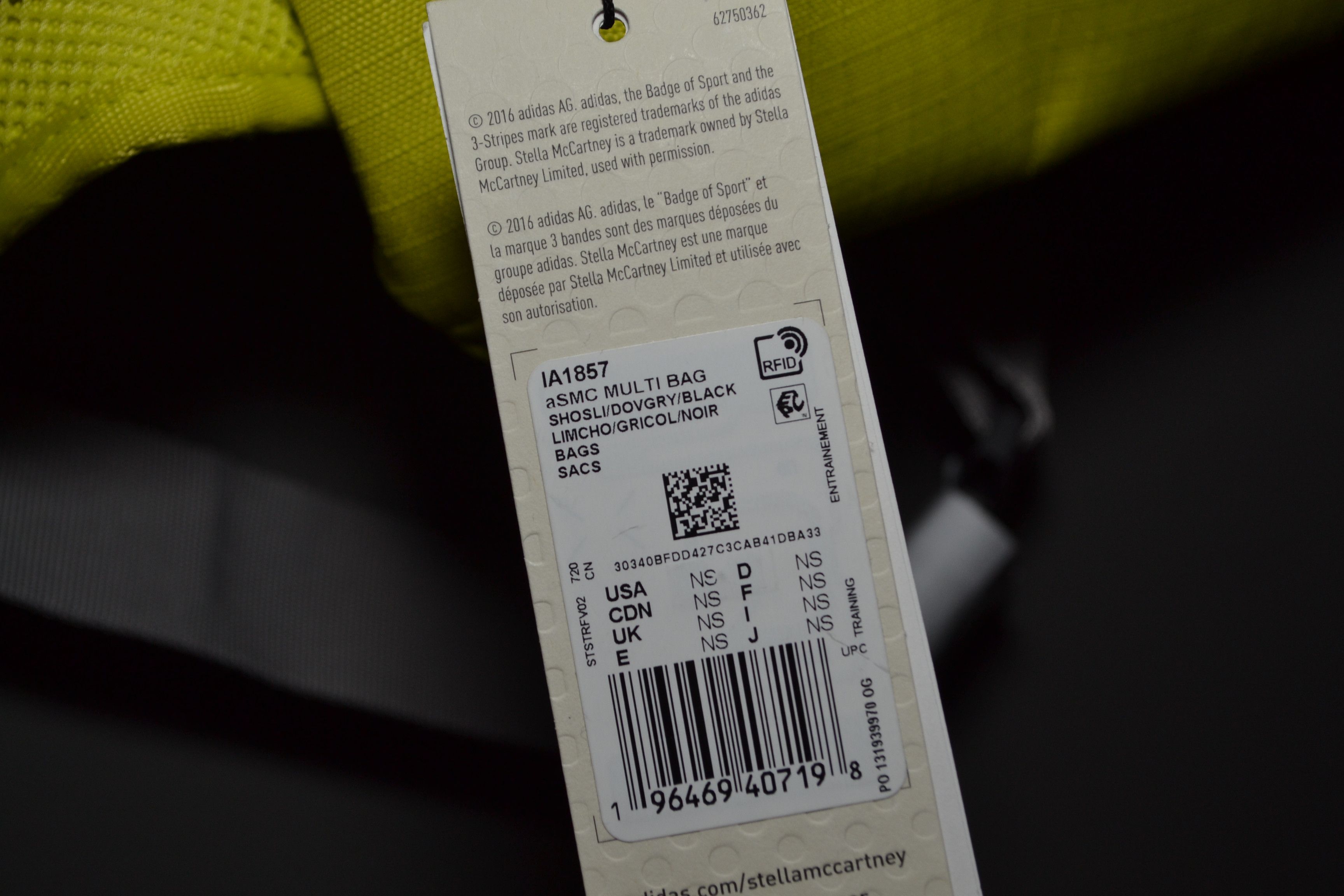 Adidas × Stella McCartney Adidas By Stella McCartney Multi Bag Fluorescent Yellow New Size ONE SIZE - 4 Thumbnail