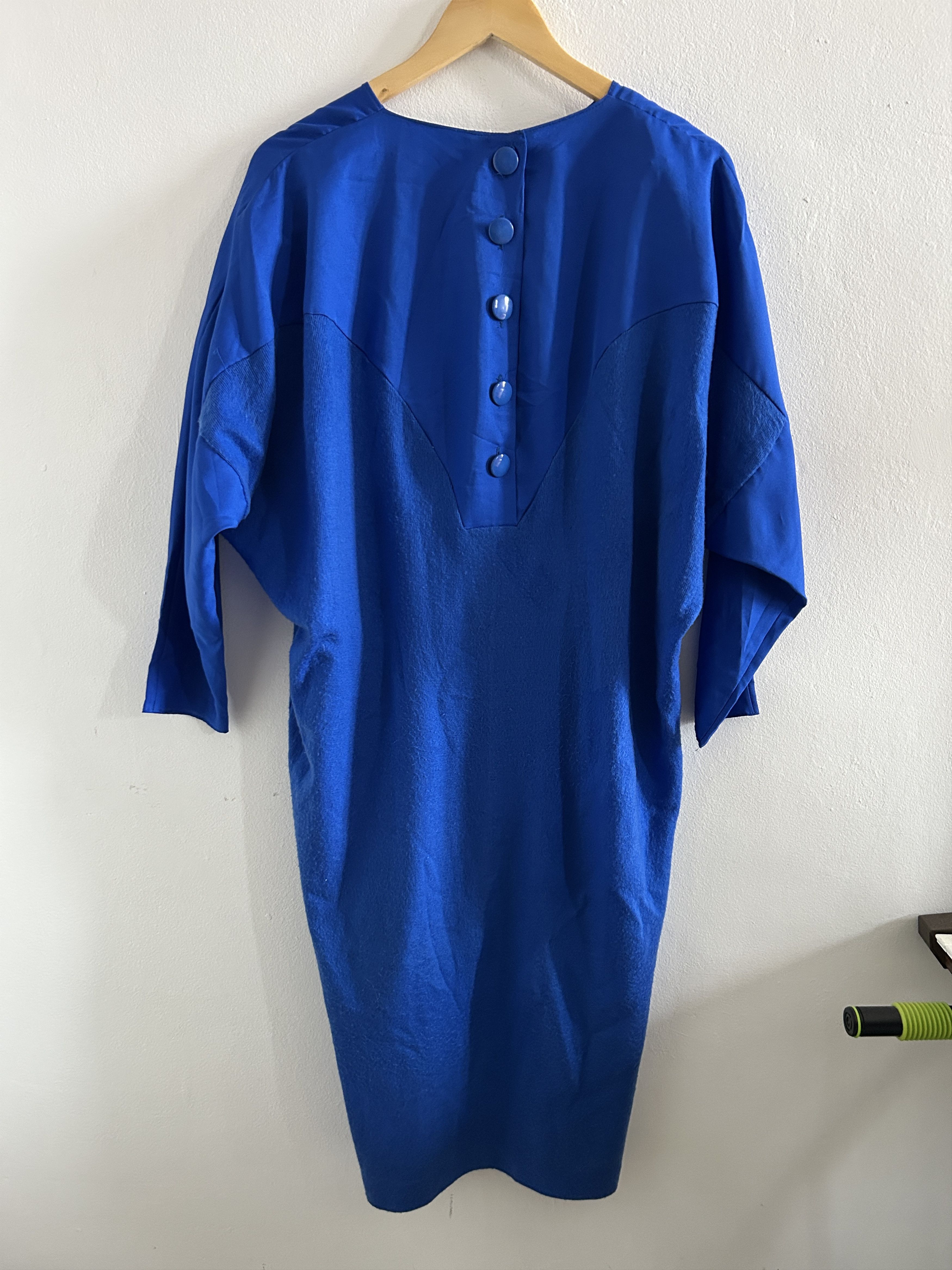 Vintage Vintage 80s Cobalt Blue Dolman Sleeve Midi Tunic Dress Size S / US 4 / IT 40 - 9 Thumbnail