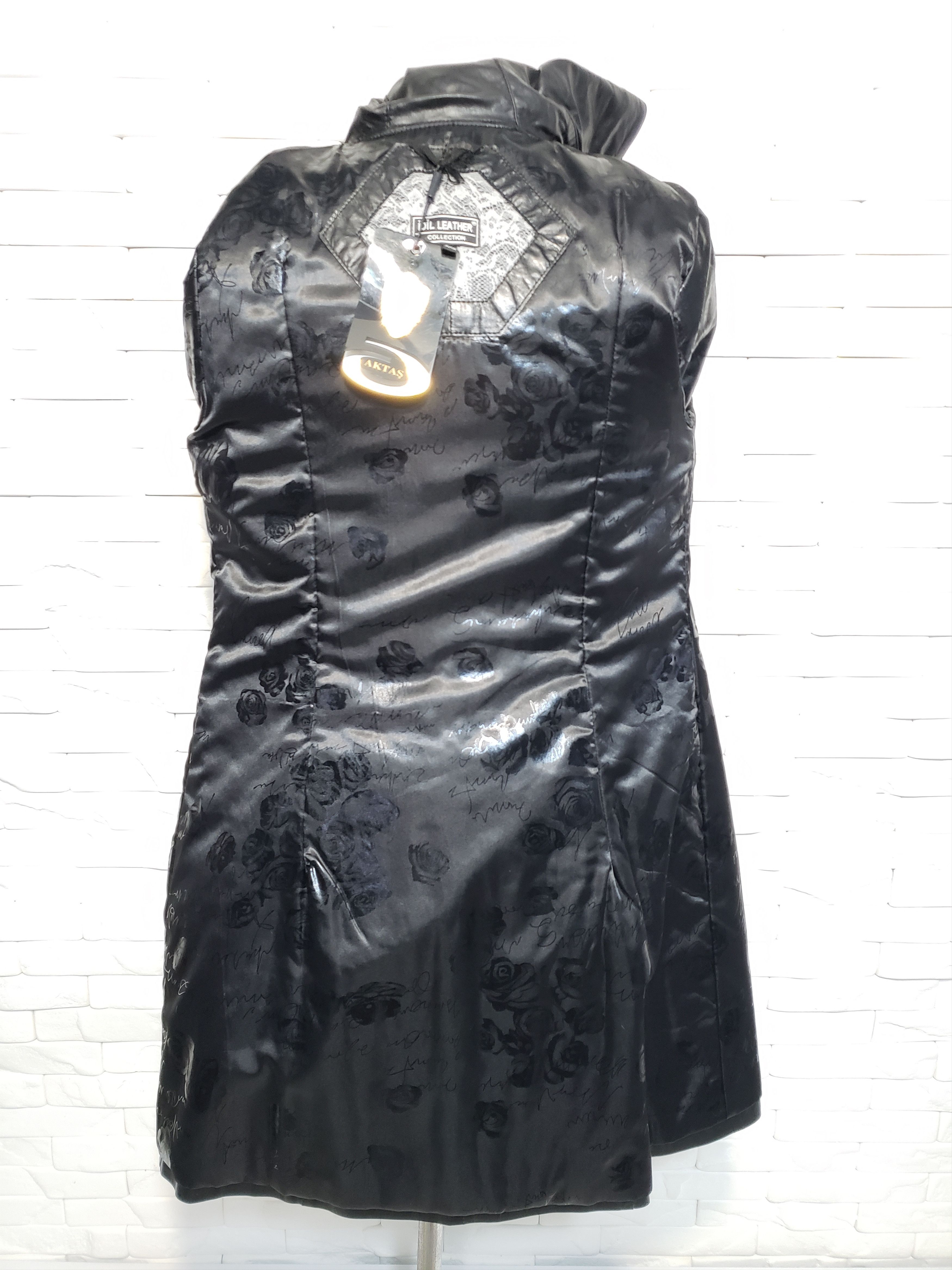 Genuine Leather Black women's jacket with a hood. Size L / US 10 / IT 46 - 7 Thumbnail