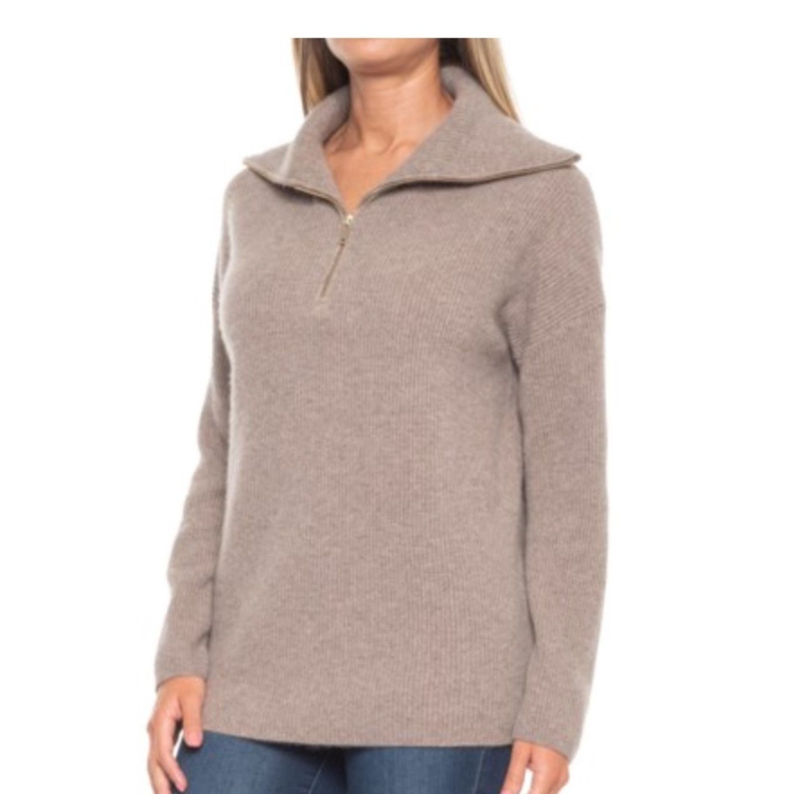 Rachel Zoe Ribbed 2-Ply Cashmere Sweater - Zip Neck from Rachel Zoe Size L / US 10 / IT 46 - 1 Thumbnail