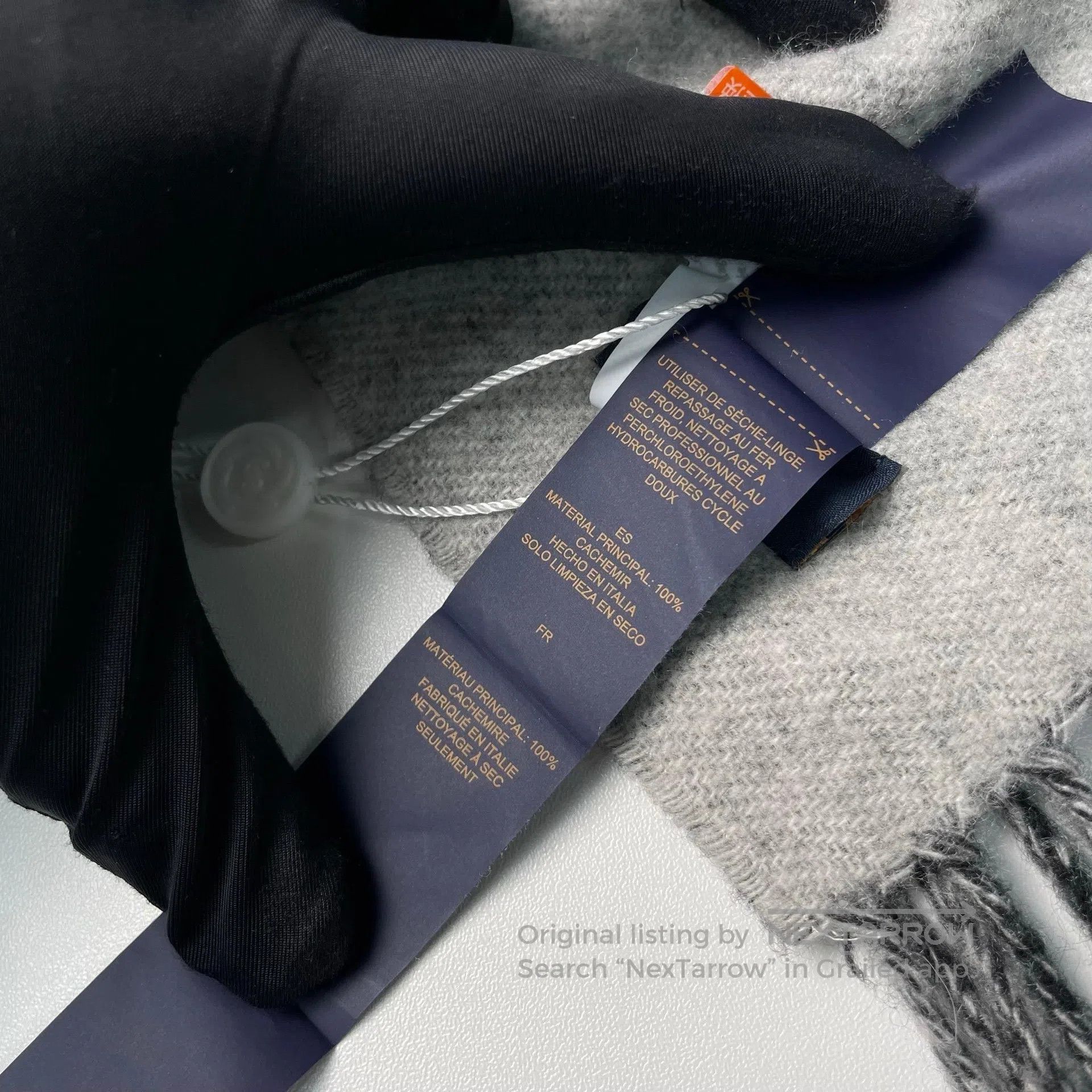 Louis Vuitton Louis Vuitton Black and Gray Printed Cashmere Double-sided Size ONE SIZE - 7 Thumbnail