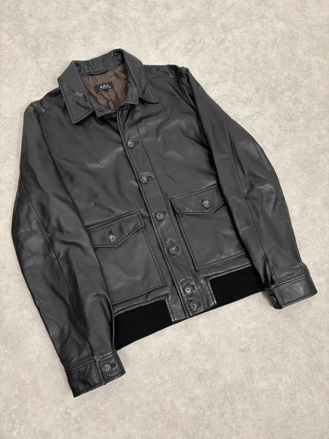 A.P.C. A.P.C. Black Buttoned Leather Minimalist Jacket Size US M / EU 48-50 / 2 - 4 Thumbnail