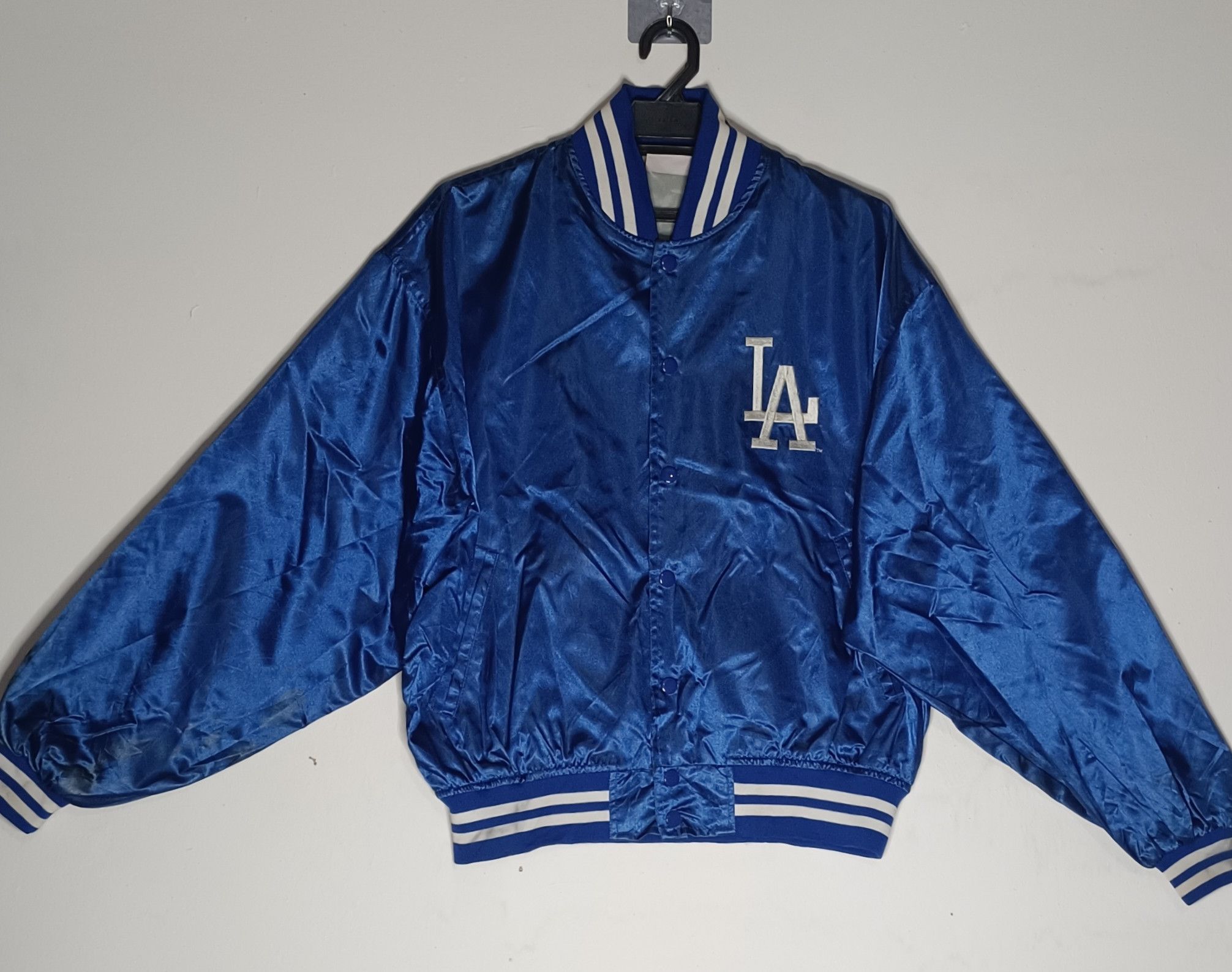 Image of La Dodgers x Mlb Vintage Mlb Los Angeles Dodgers Hideo Nomo Varsity Jacket in Blue, Men's (Size XL)