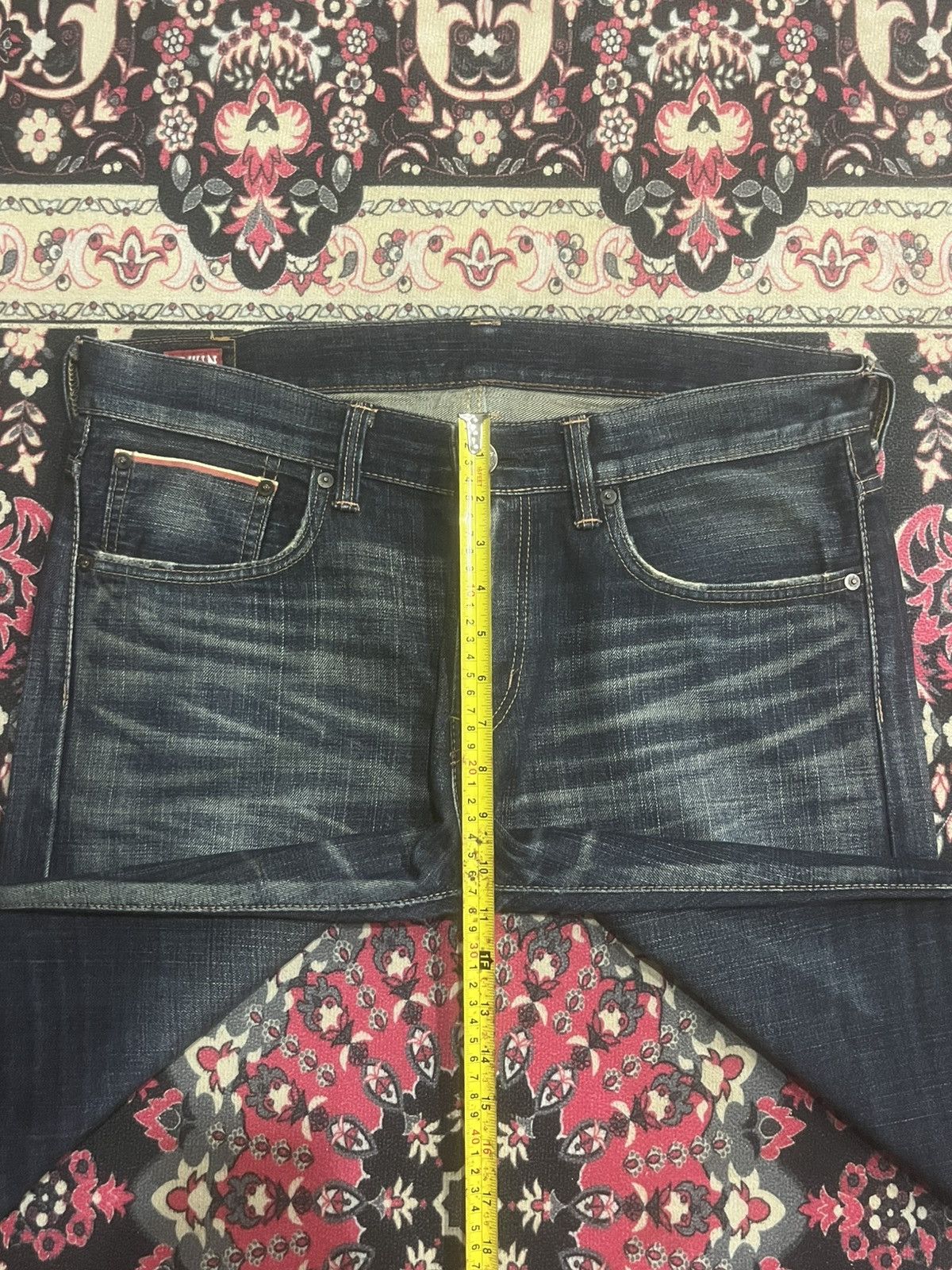 Edwin Edwin 505XX Dark Blue Whisker Buckle Back Selvedge Jeans Size US 33 - 15 Thumbnail