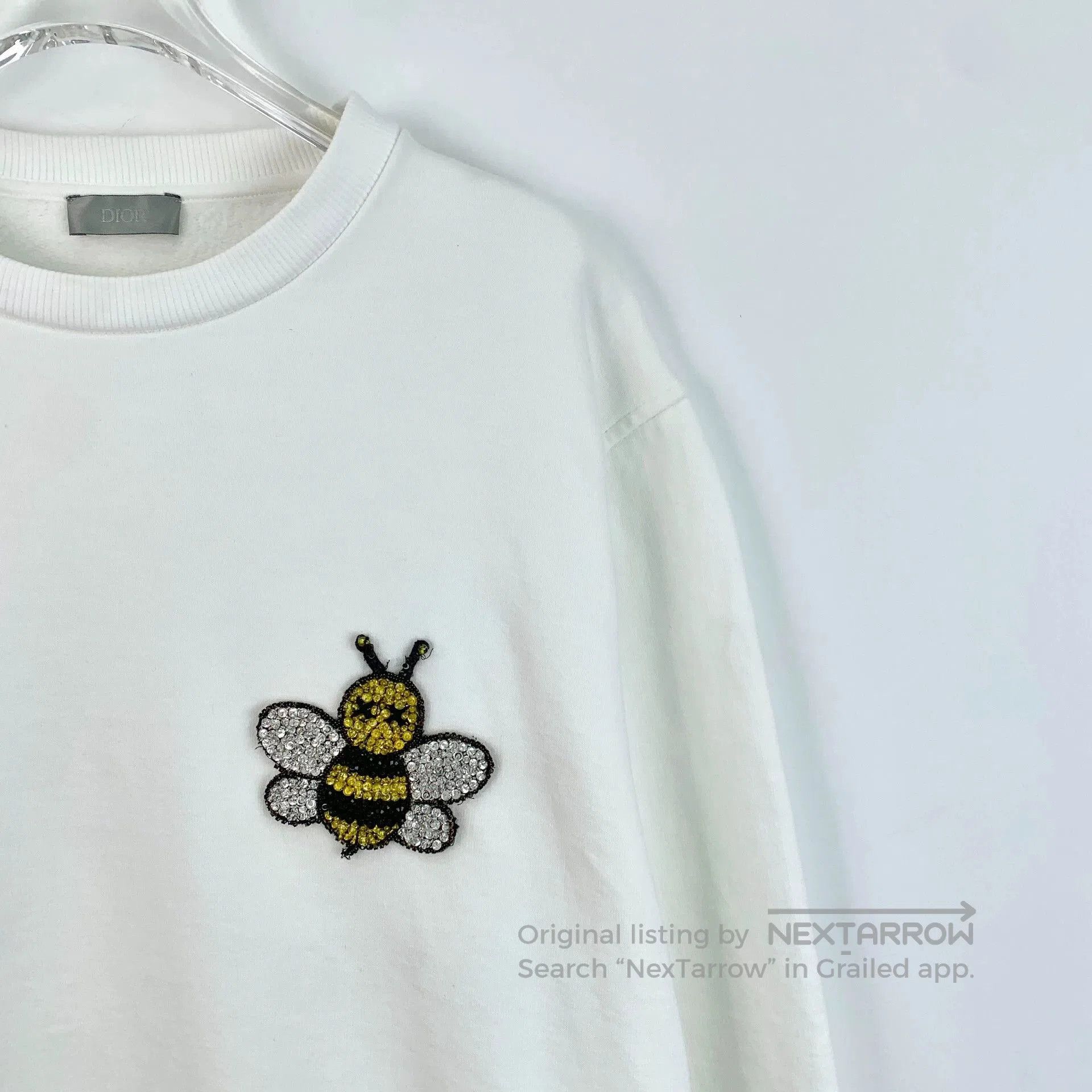Dior white bee embellished long sleeve sweatshirt. Size US L / EU 52-54 / 3 - 3 Thumbnail