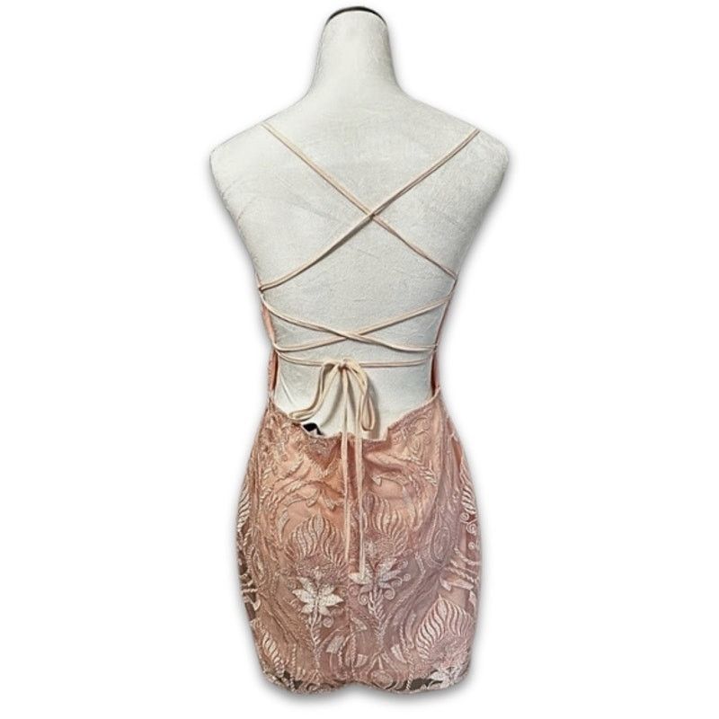 Area Area Sheath Dress Mini Sweetheart Neck Sleeveless Pink L Size L / US 10 / IT 46 - 6 Thumbnail