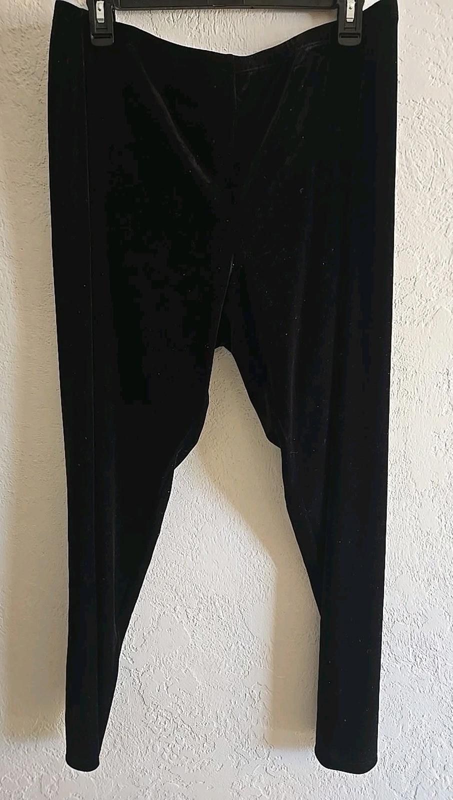 Eileen Fisher Eileen Fisher Black Stretchy Velvet Ankle Leggings Sz XL Size 40" / US 18 - 2 Thumbnail