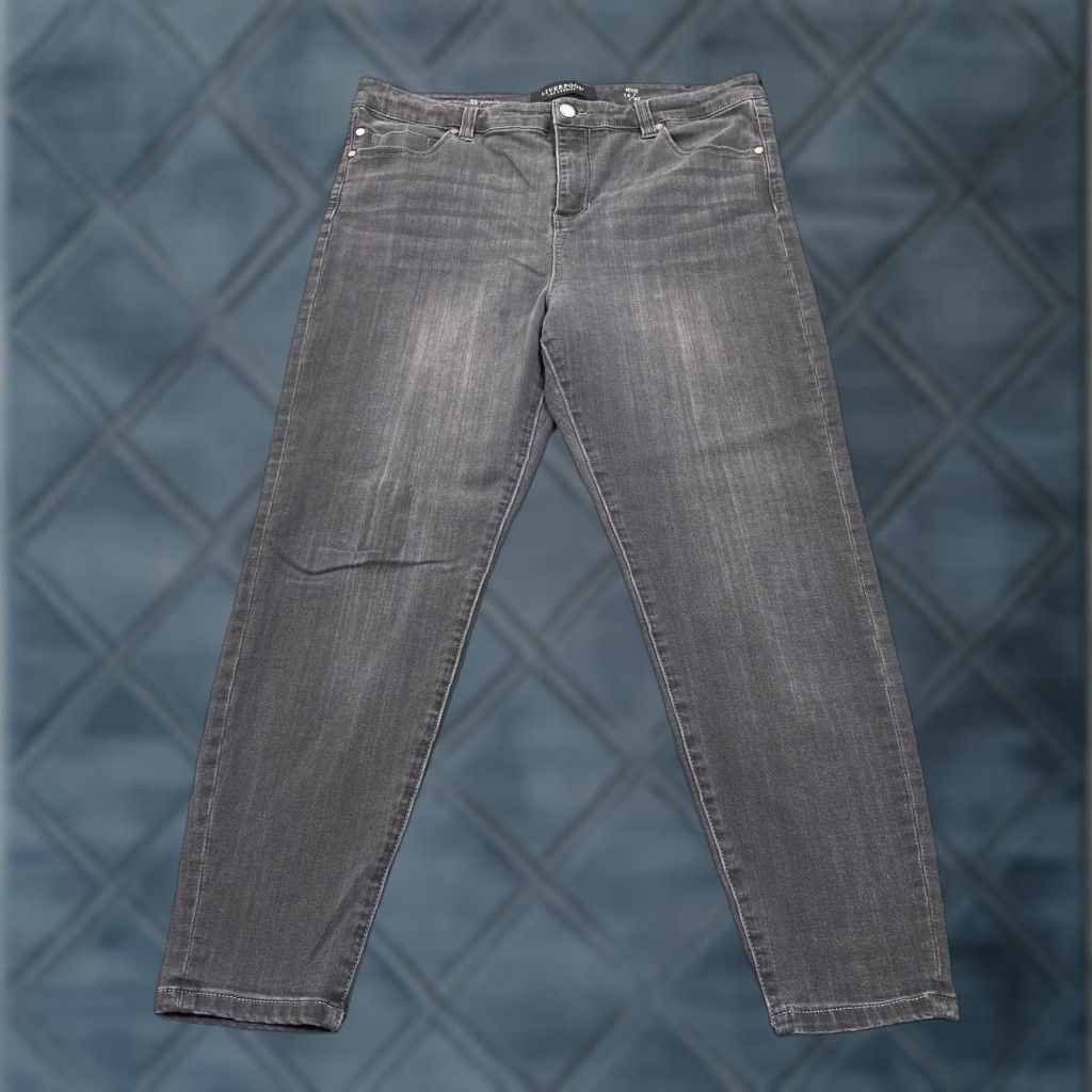 Vintage Liverpool High-Rise Ankle Jeans Womens 14/32 Gray Charcoal Slim Stretch Denim Size 36" / US 14 / IT 50 - 1 Thumbnail
