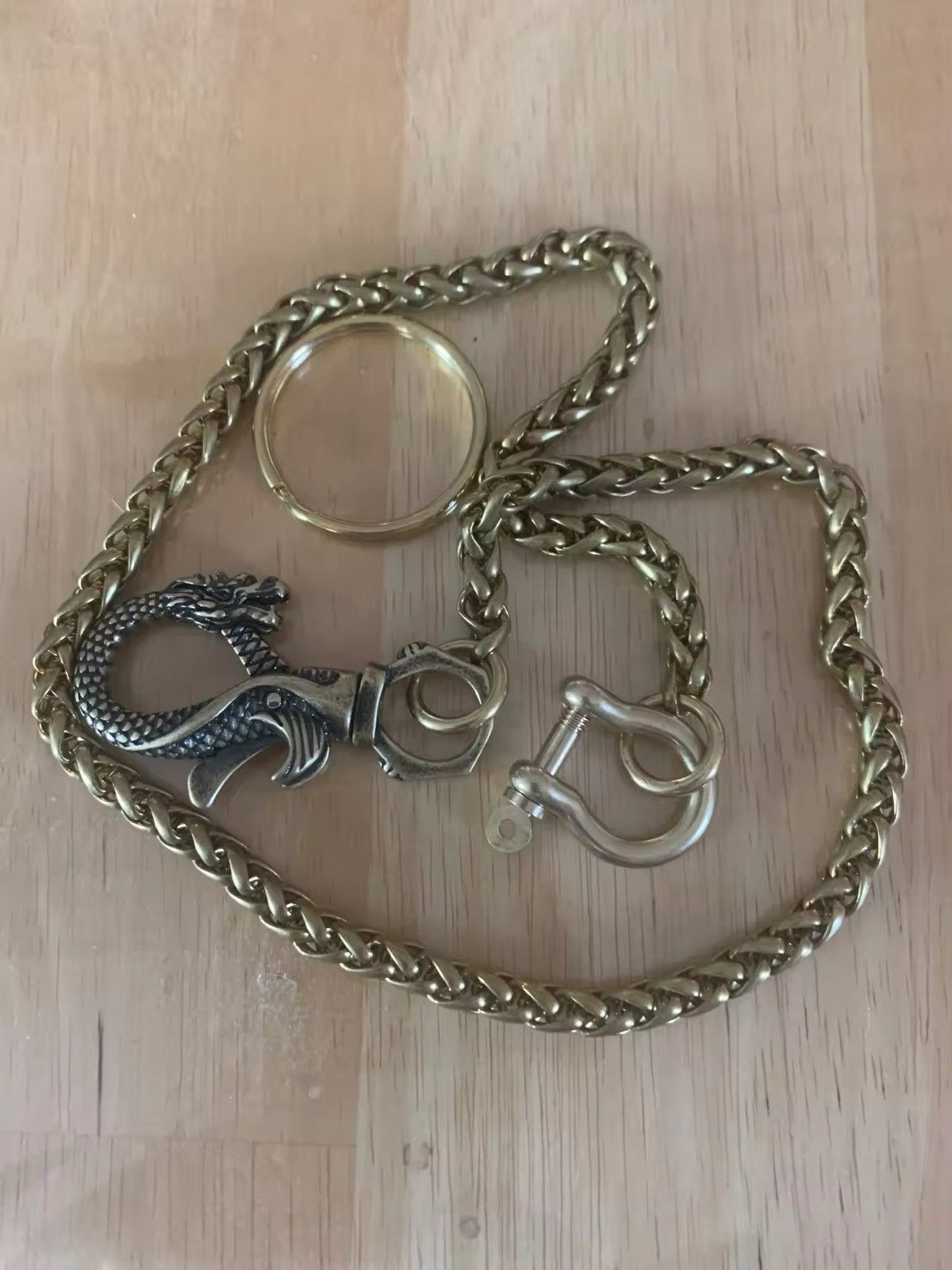 Vintage 6mm Snake Chain Brass Hook Dragon Pant Wallet Keychain Size ONE SIZE - 6 Thumbnail