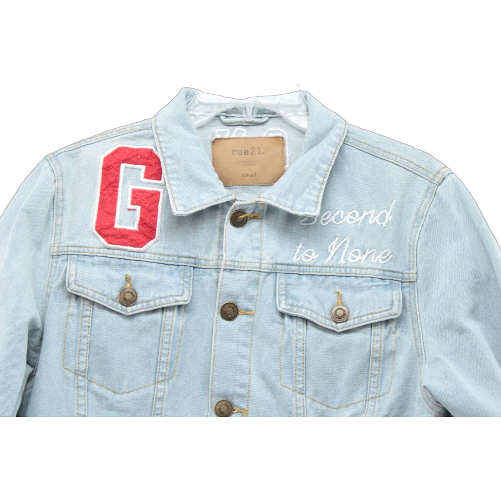 Vintage VINTAGE Rue 21 Y2K Jacket Mens Small Blue Denim GOAT Embroidered Letter Gorpcore Hip Hop Jacket Size US S / EU 44-46 / 1 - 1 Thumbnail