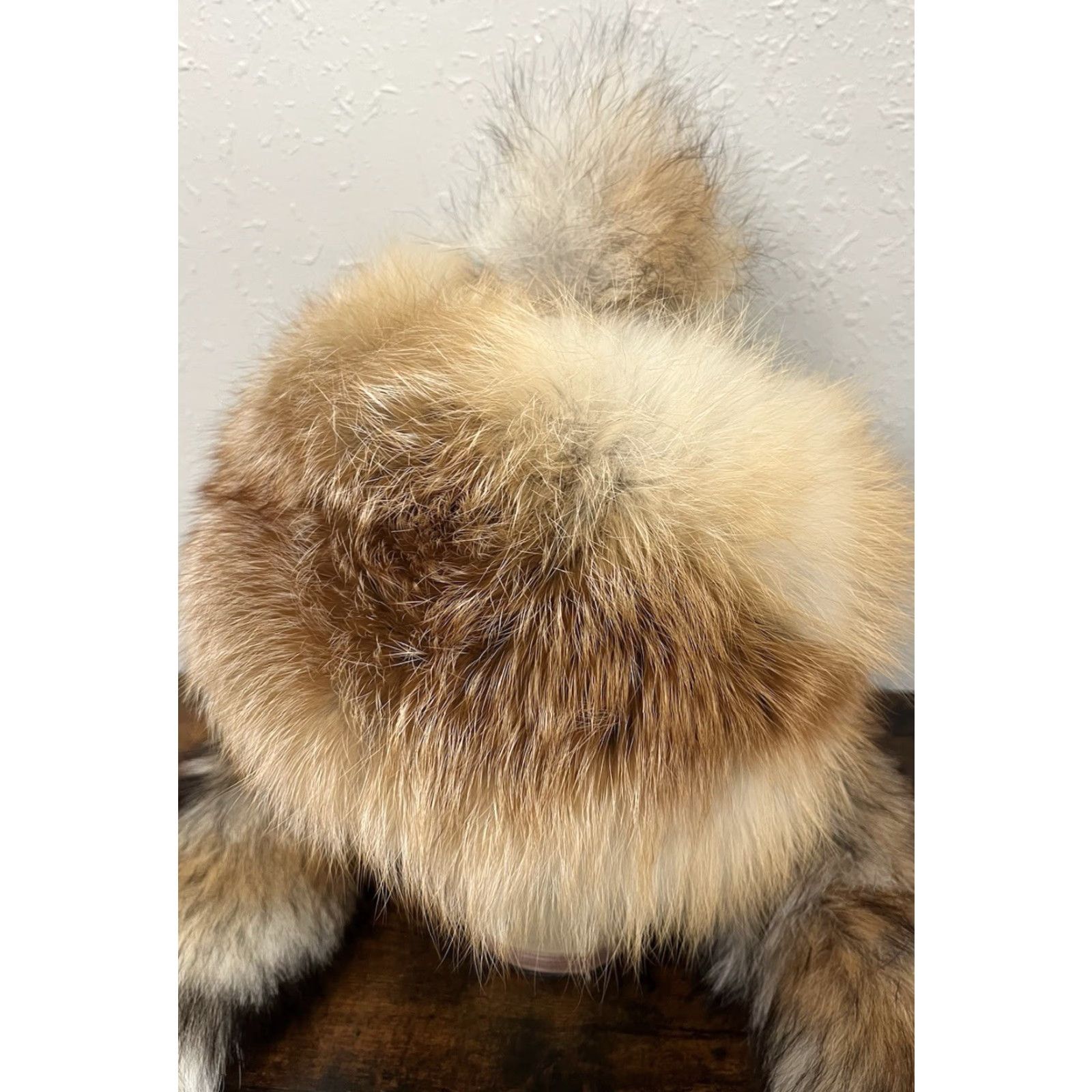 Vintage Sod Fur Trapper Hat Ushanka Style Double Tail Ears Red fox OS Unisex Adults Winter Fur Ear Flap Vintage Retro Mongolian Holiday Casual Travel Size ONE SIZE - 3 Thumbnail