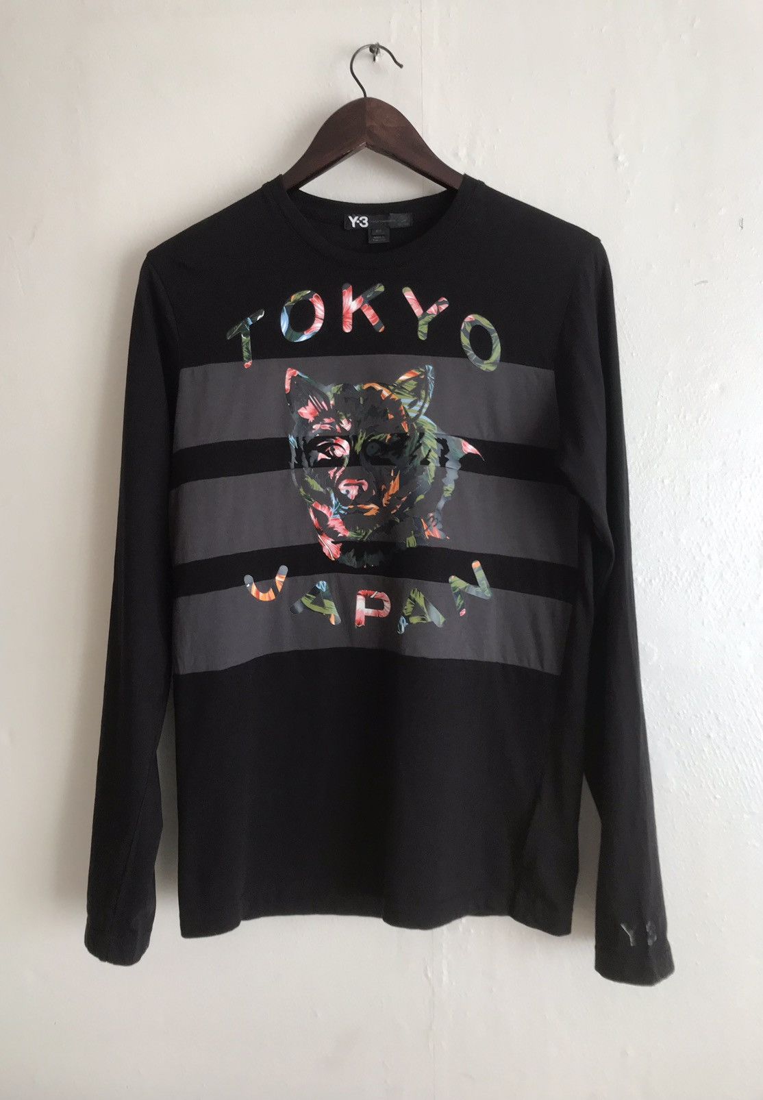 Adidas Y-3 Yohji Yamamoto Black T-shirt Roses Wolf Print Tee