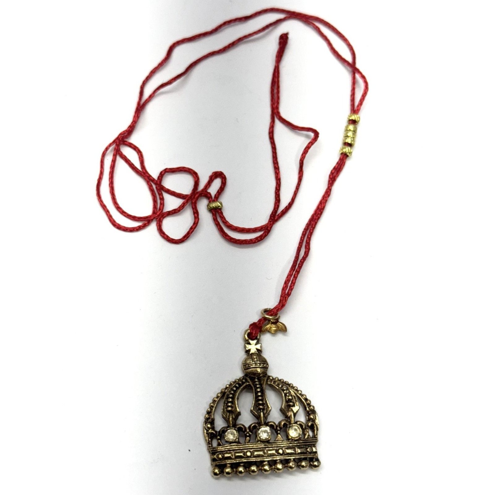 Vintage Vintage rhinestone crown red pendant necklace Size ONE SIZE - 1 Thumbnail