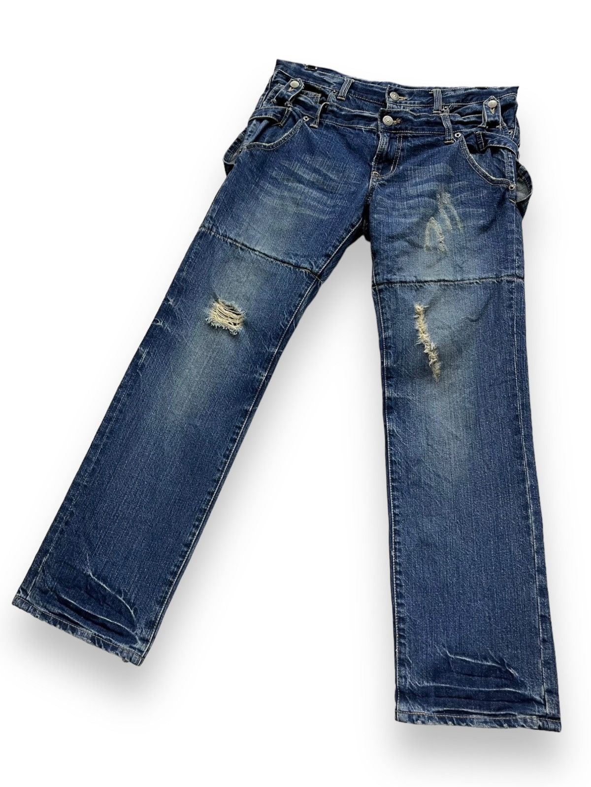 Le Grande Bleu (L.G.B.) × PPFM × Seditionaries FYE RARE🔥PPFM Punk Real Double Waist Ripped Unique Design💥 Size US 31 - 9 Thumbnail
