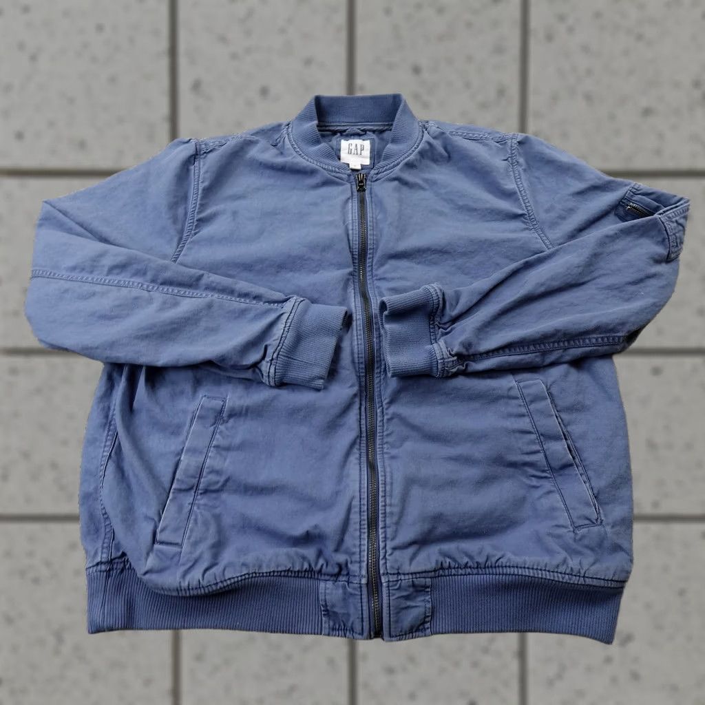 Gap GAP Jacket Mens L Blue Linen Denim Chambray Full Zip Bomber Coat Casual Shirt? Size US L / EU 52-54 / 3 - 1 Thumbnail