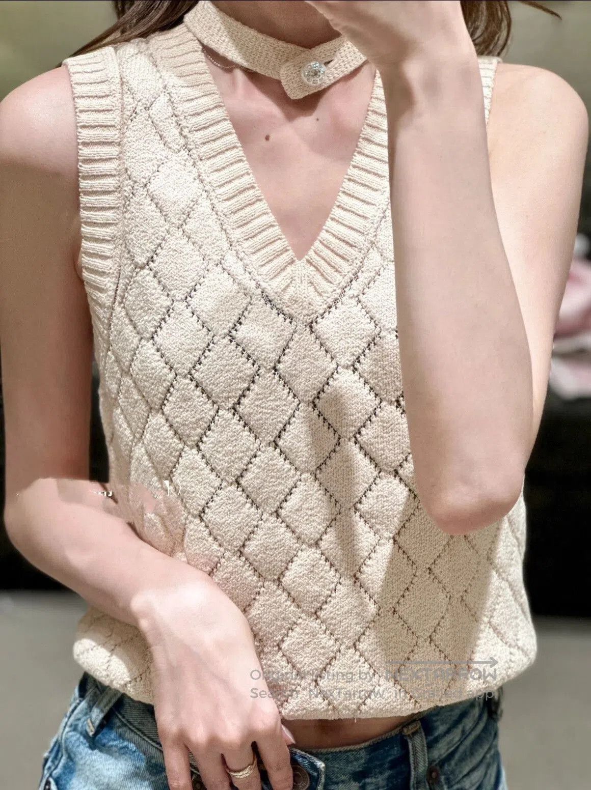 Chanel Chanel 23S Diamond Pattern Halter Knit Vest. Size XXS / US 00 / IT 34 - 1 Thumbnail