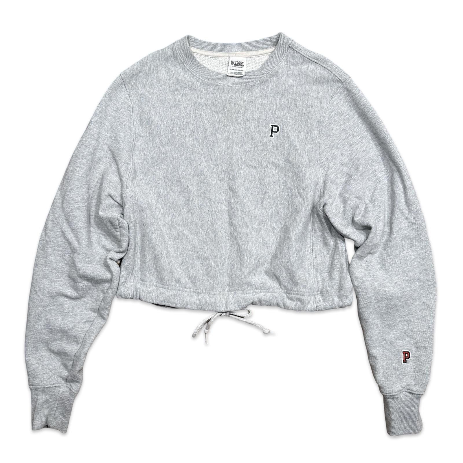 Pink PINK Cropped Gray Sweatshirt Crewneck Size XS / US 0-2 / IT 36-38 - 1 Thumbnail