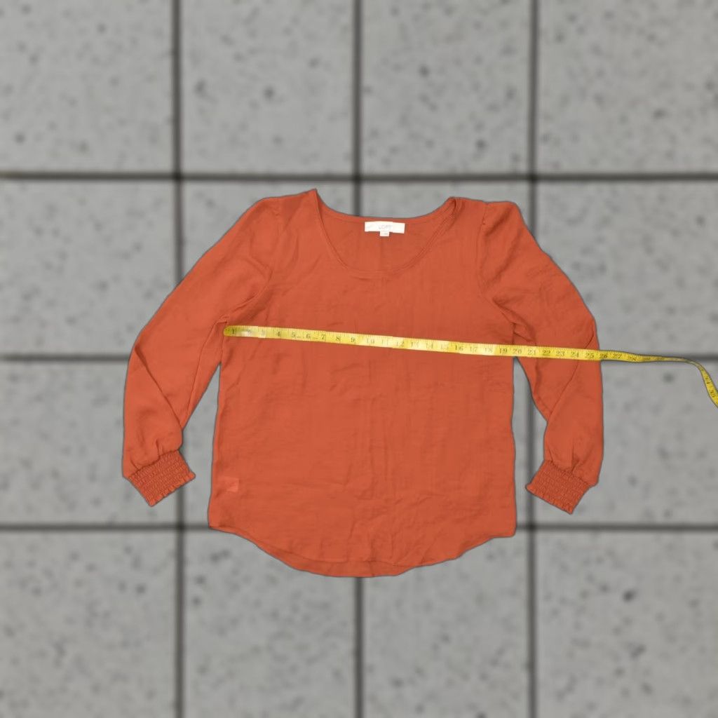 Loft Loft Women's Orange Polyester Blouse Small Long Sleeve Crew Neck Solid Top Size S / US 4 / IT 40 - 1 Thumbnail