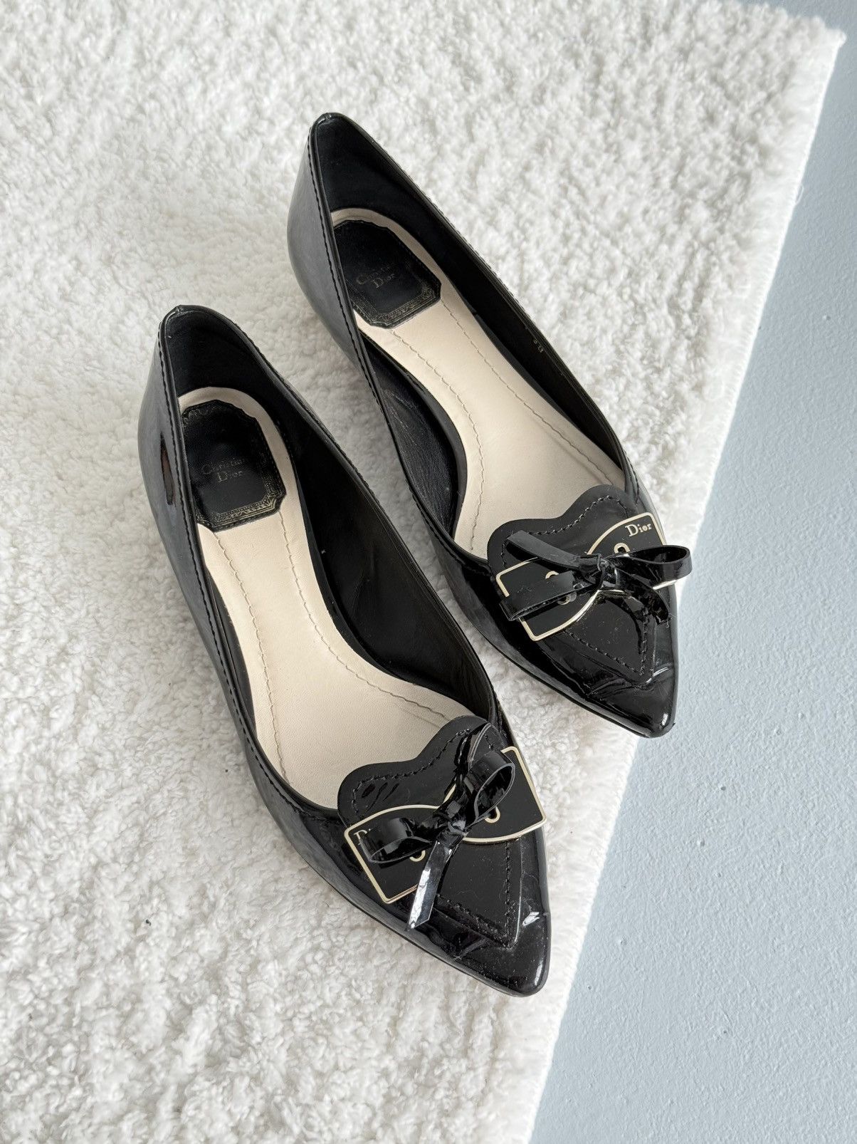 Dior Dior Patent Leather Pointed Toe Bow Ballet Flats Black Size US 8 / IT 38 - 1 Thumbnail