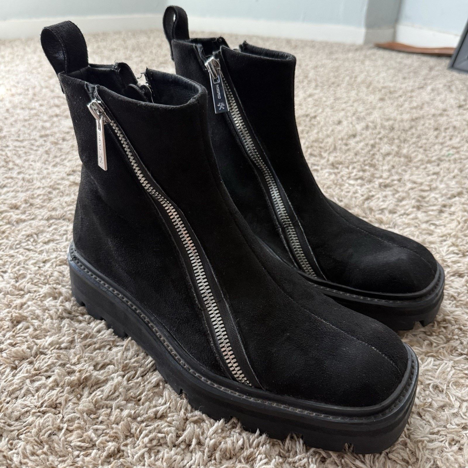 GmbH GmbH Selim Biker Boots Black Suede Double Zip Square Size 43 Size US 9.5 / EU 42-43 - 2 Thumbnail