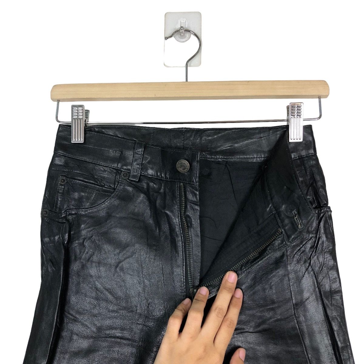 Genuine Leather 🔥90’s Real Leather Racing Pants Inspire Rick Owens Size US 26 / EU 42 - 9 Thumbnail