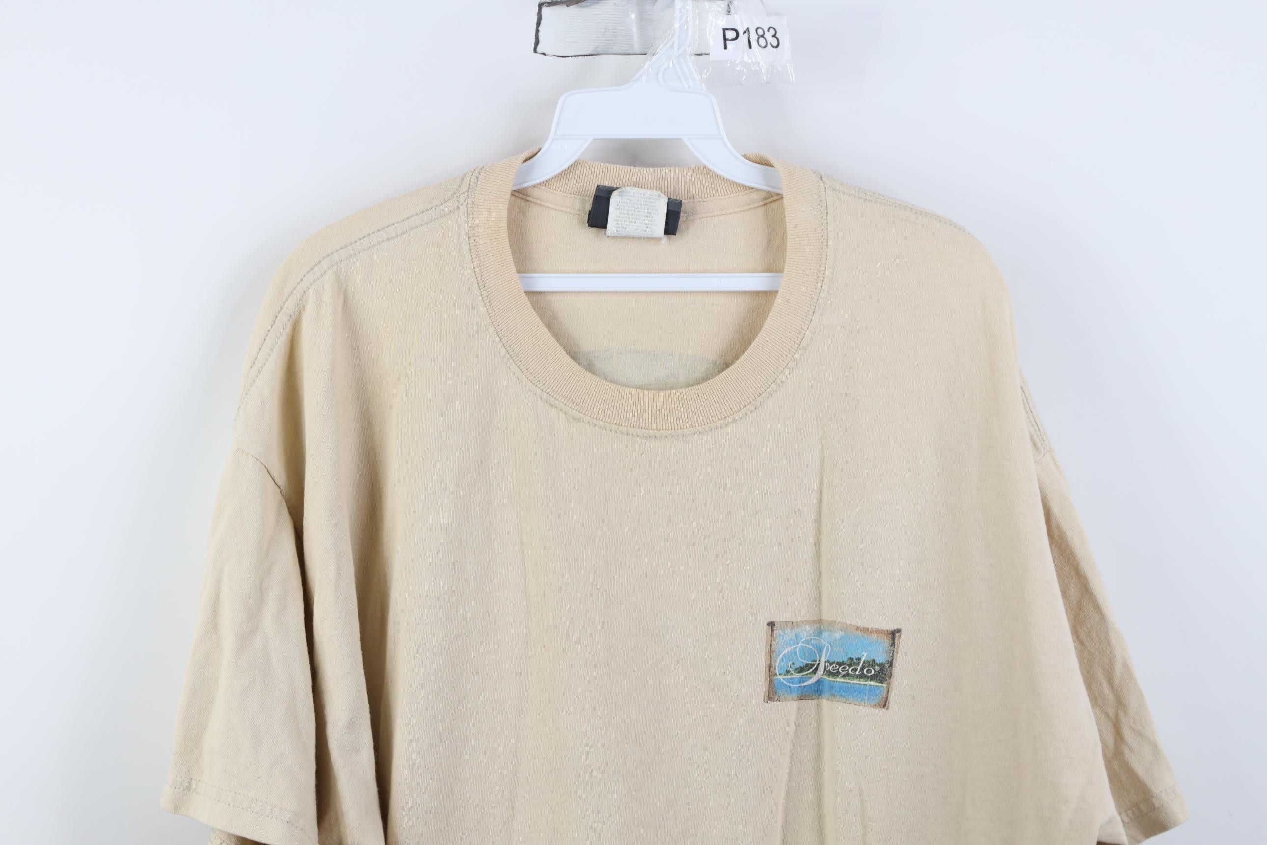 Speedo Vintage Y2K 2004 Speedo Spell Out Beach Island T-Shirt Beige Size US XL / EU 56 / 4 - 2 Thumbnail