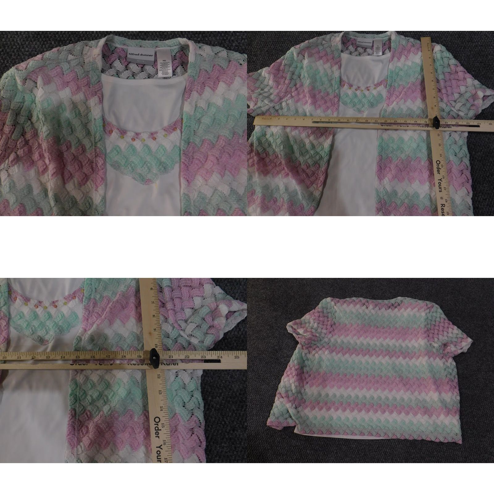Vintage VINTAGE Alfred Dunner Sweater Womens Petite Extra Large Pastel Lace Twinset Layered Top Size XL / US 12-14 / IT 48-50 - 8 Thumbnail