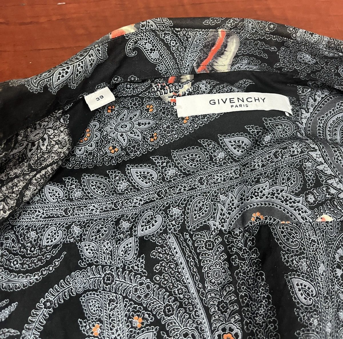 Givenchy Givenchy SS15 Koi Paisley Shirt w/ Orange Panel (Tisci) Size US M / EU 48-50 / 2 - 18 Thumbnail
