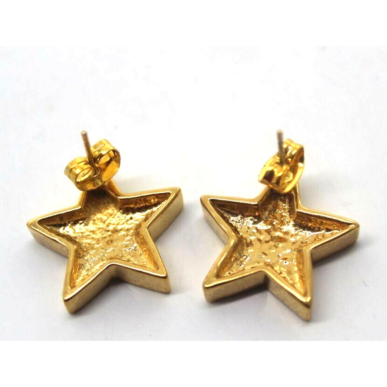Other Rhinestone Goldtone Five-Point Star Pierced Earrings • 3/4" Size ONE SIZE - 3 Thumbnail