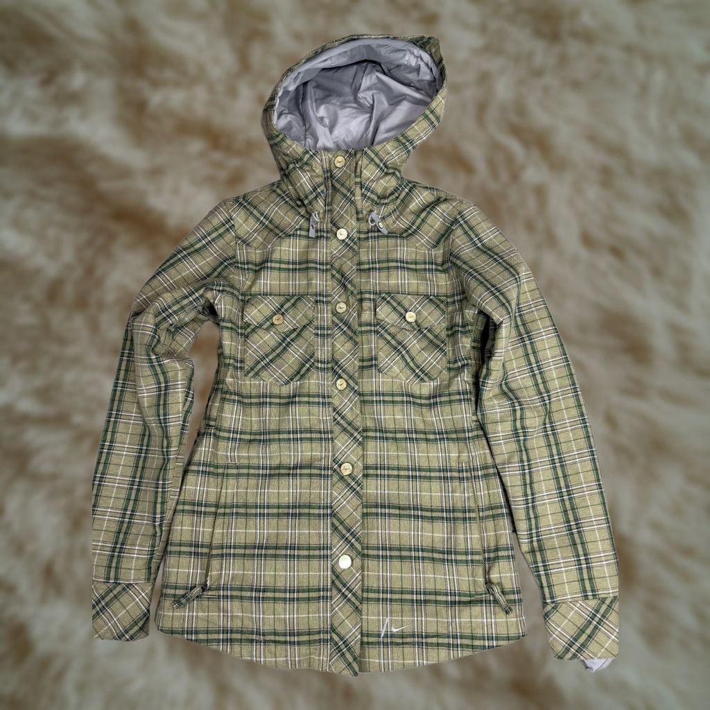 Nike Nike Snowboarding Women's Green Plaid Hooded Jacket Sz S Parka Size S / US 4 / IT 40 - 1 Thumbnail