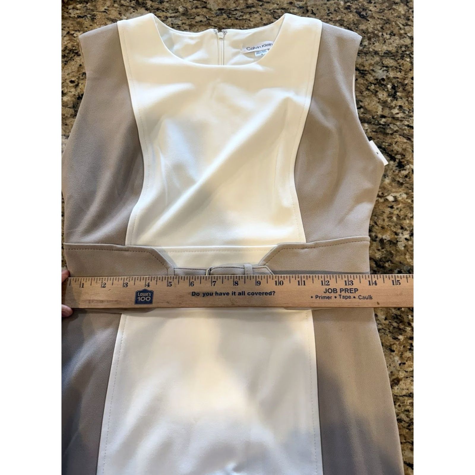 Calvin Klein Calvin Klein Women's Sheath Dress Belted Colorblock Beige Tan Size 4 NWT Size S / US 4 / IT 40 - 5 Thumbnail