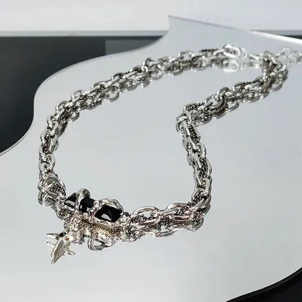 VIBE Silver chain necklace steel cross gothic punk style Size ONE SIZE - 2 Thumbnail