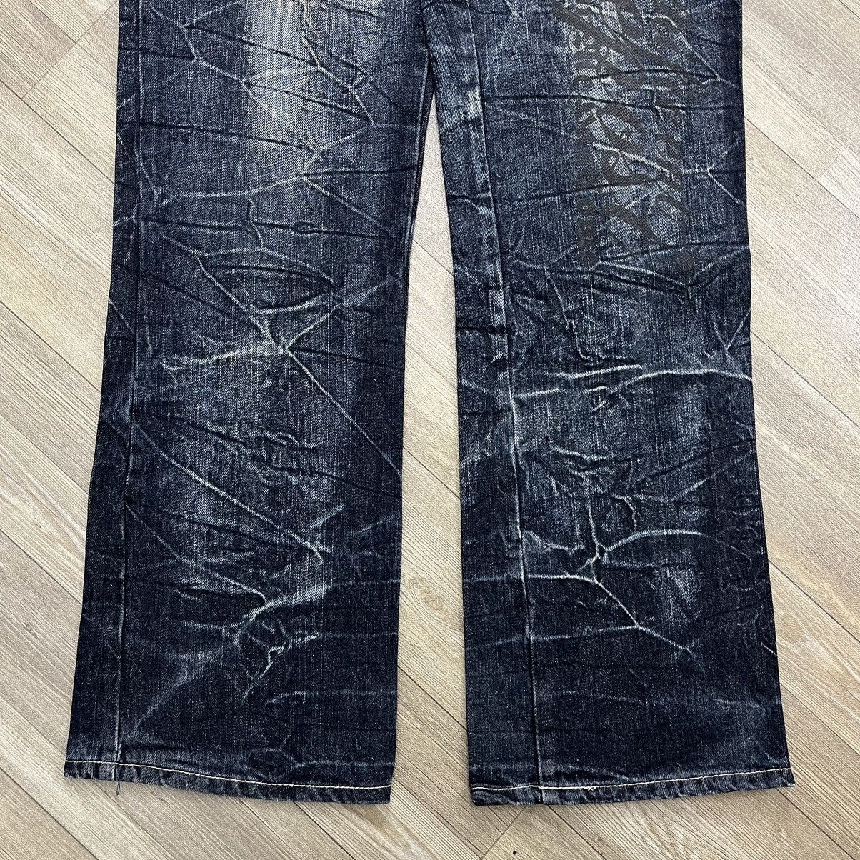 If Six Was Nine × Le Grande Bleu (L.G.B.) × Tornado Mart Y2K Wild Life Faded Lightning Desain Skull Bones Jeans Size US 31 - 5 Thumbnail