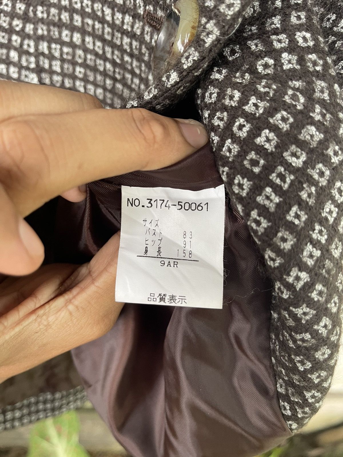 Designer Sofía Rossi Vintage Houndstooth Long Coat – Size 9AR (JP) Size M / US 6-8 / IT 42-44 - 18 Thumbnail