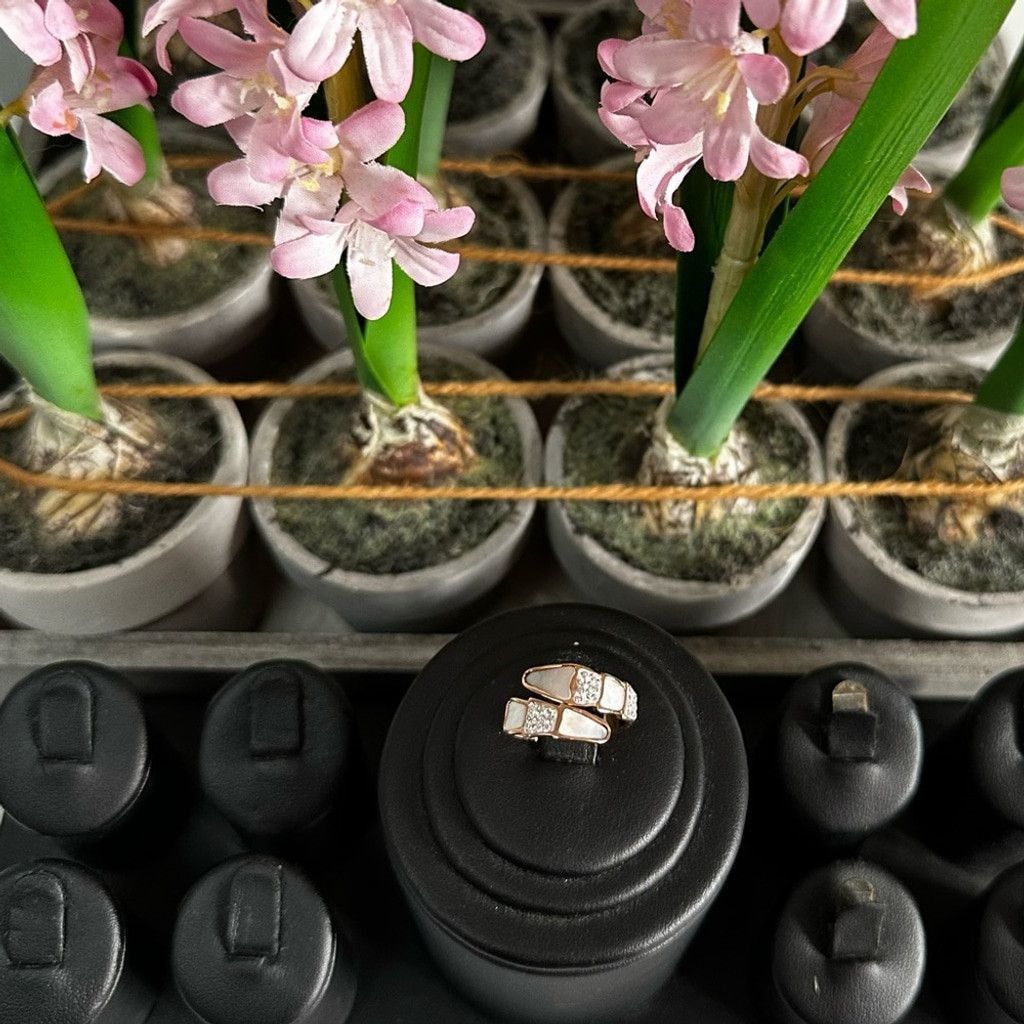 Other Rose Gold plated Enamel Ring with rhinestones Size 6 Size ONE SIZE - 6 Thumbnail
