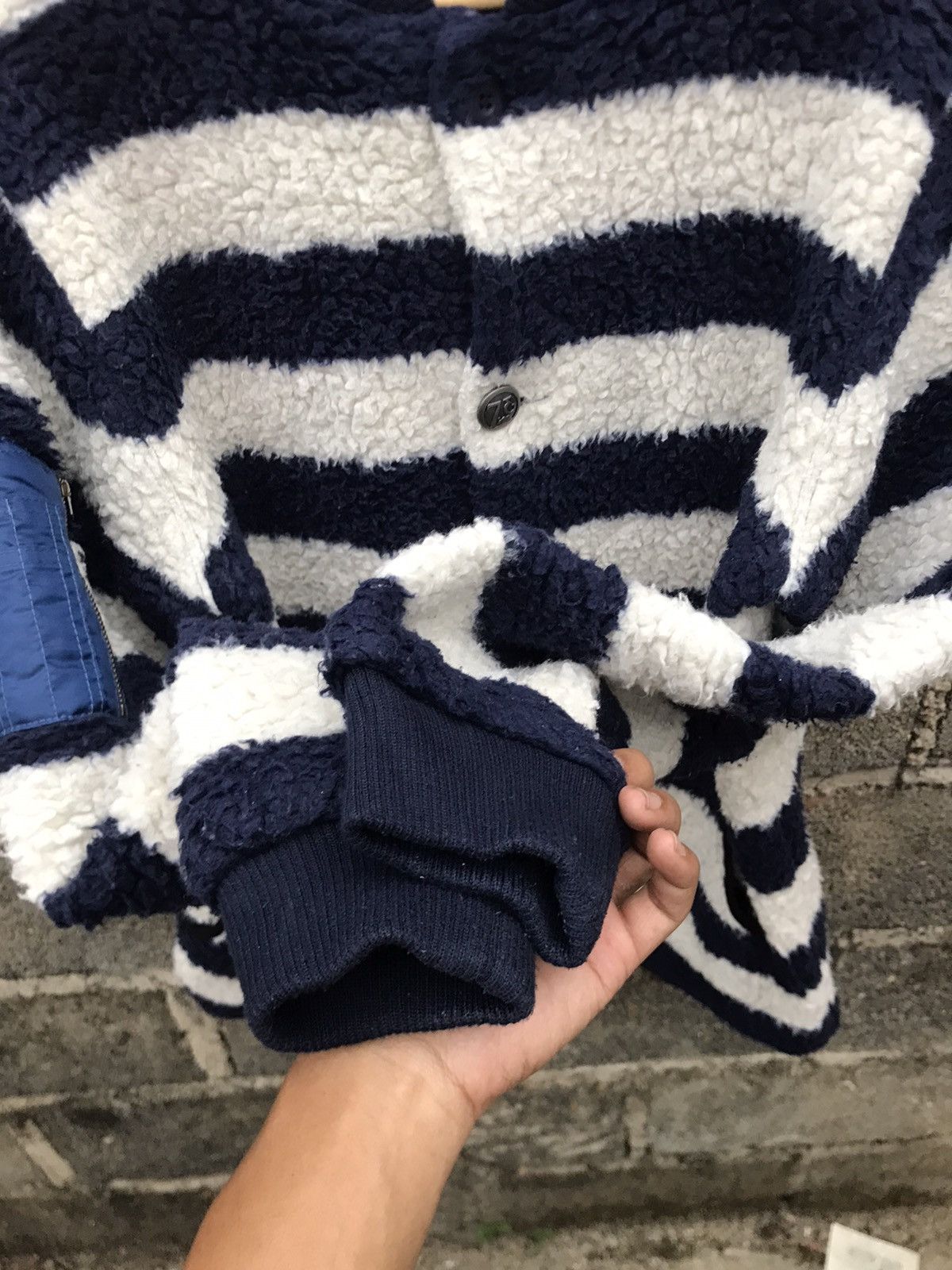 Japanese Brand Seven Three Rider Striped Fleece Button Up Jacke Size US L / EU 52-54 / 3 - 5 Thumbnail