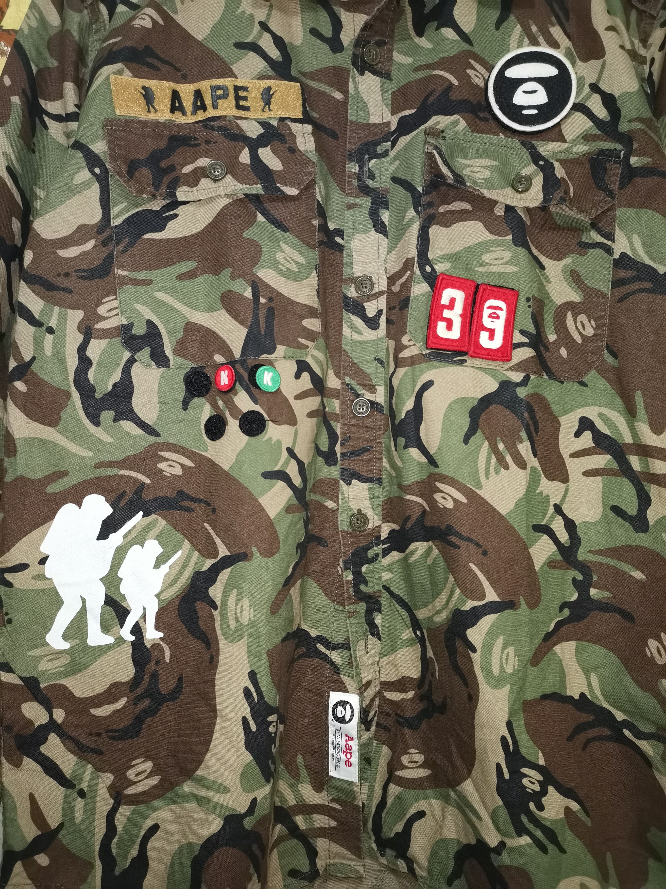 Aape AAPE by A Bathing Foot Soldier Patch Camo Shirt Size US XL / EU 56 / 4 - 17 Thumbnail